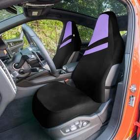 High Back Sporty Flat Cloth Seat Covers - Full Set - Purple