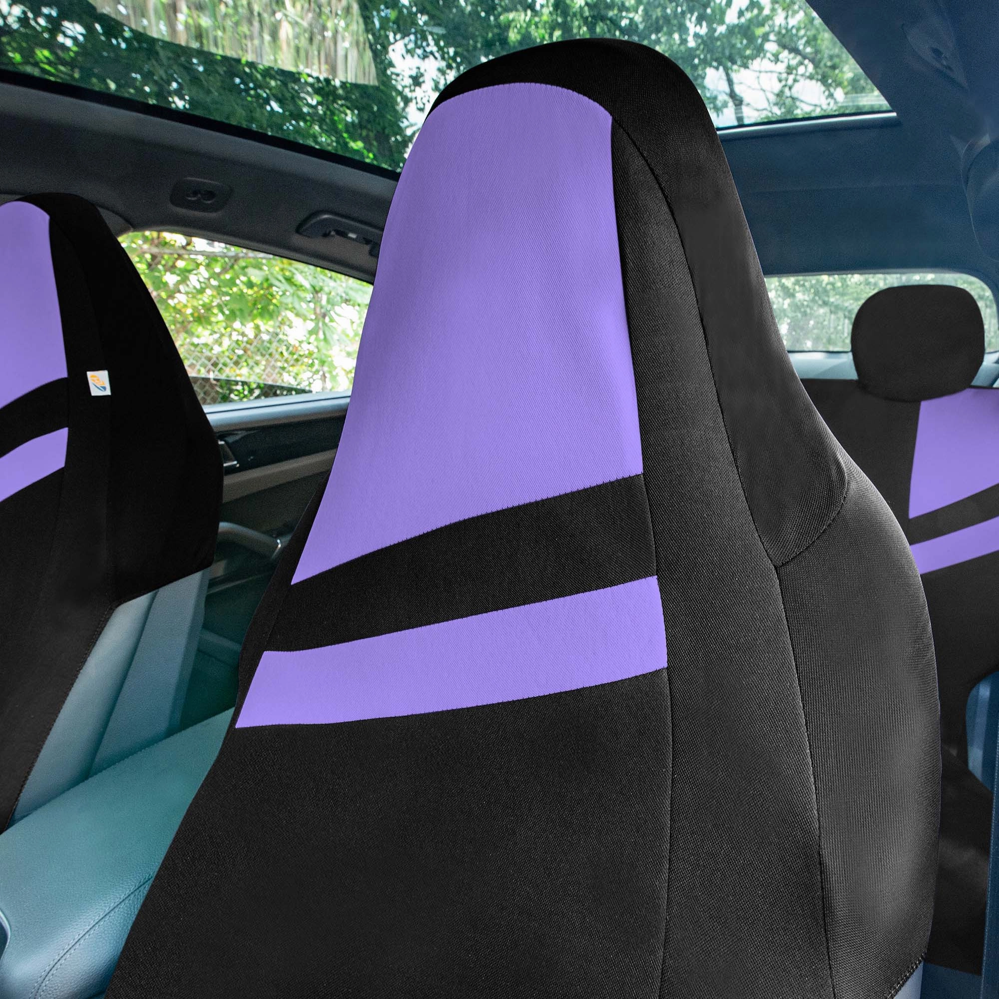 High Back Sporty Flat Cloth Seat Covers - Full Set - Purple