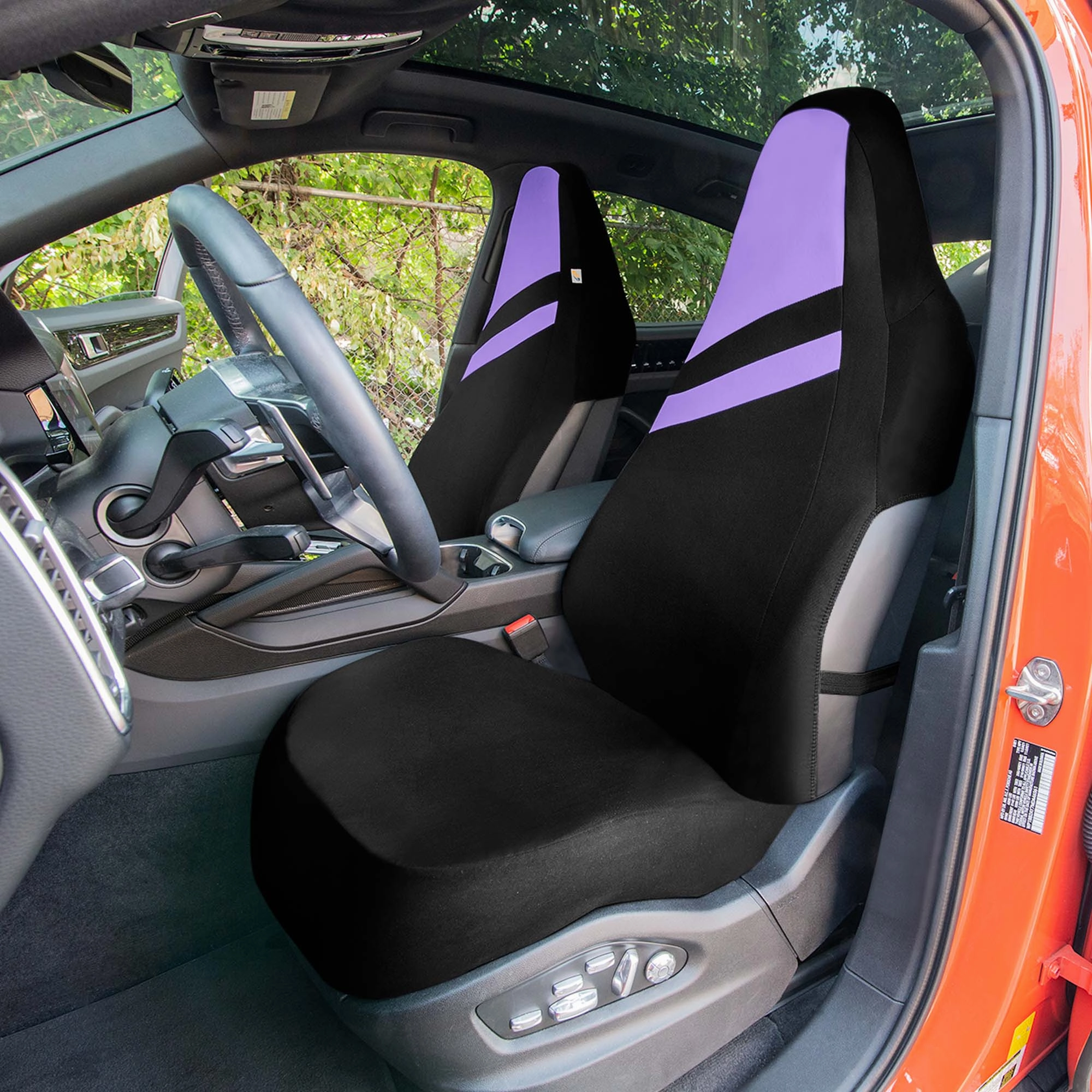 High Back Sporty Flat Cloth Seat Covers - Full Set - Purple