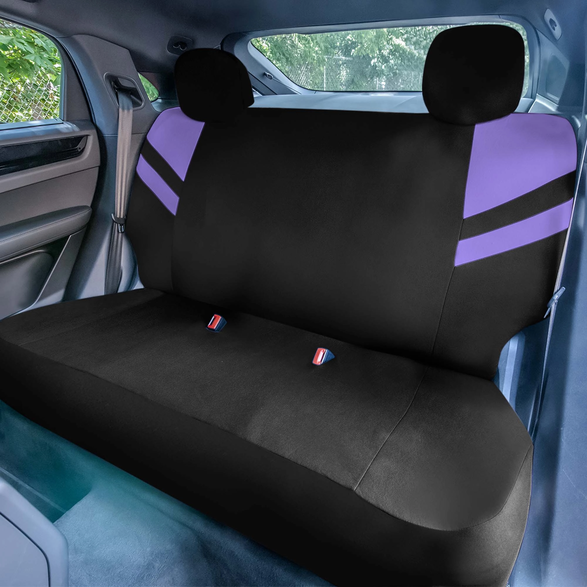 High Back Sporty Flat Cloth Seat Covers - Full Set - Purple