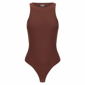 High Neck Tank Bodysuit - Coffee