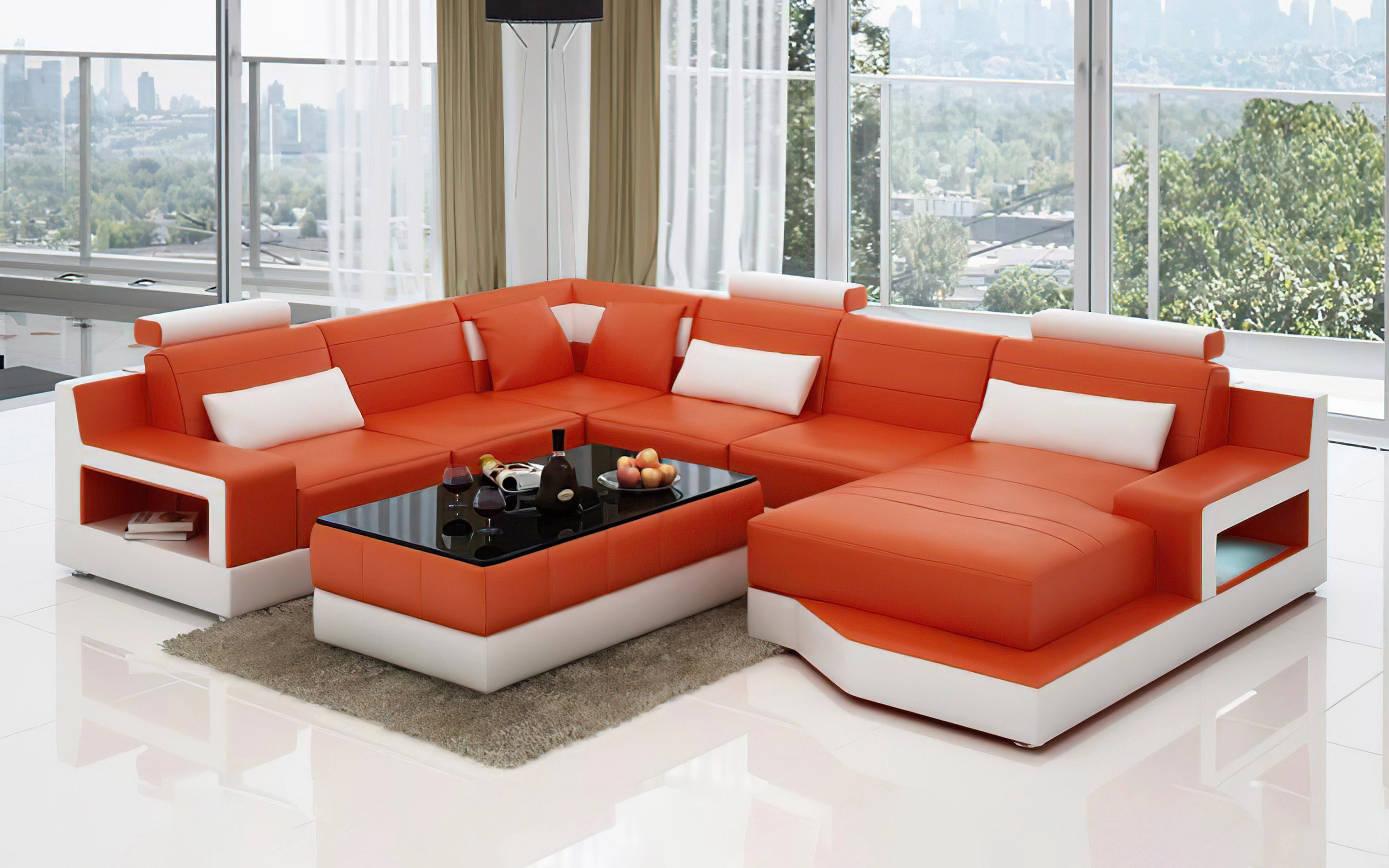 Hybra Modern U-Shape Leather Sectional