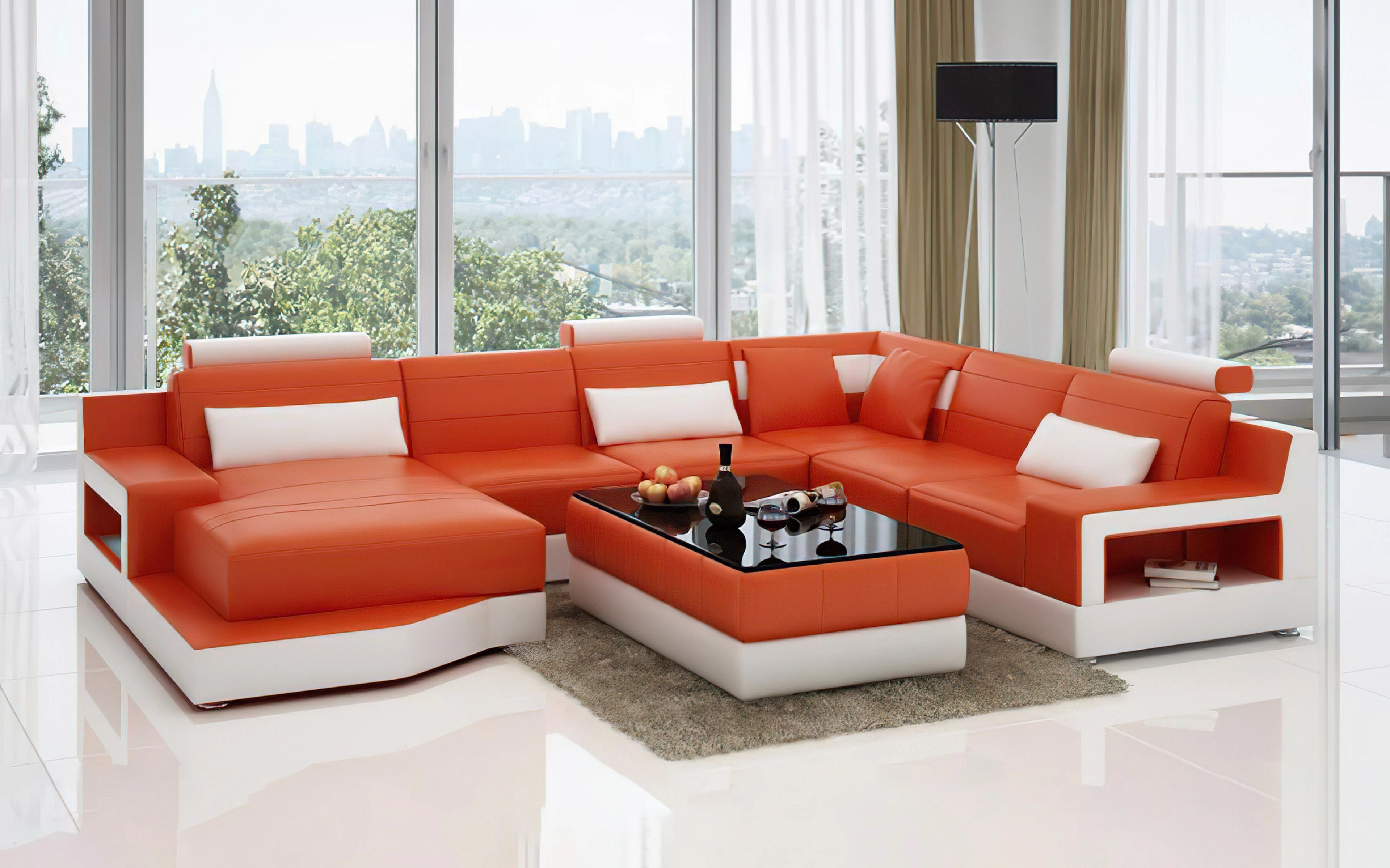 Hybra Modern U-Shape Leather Sectional