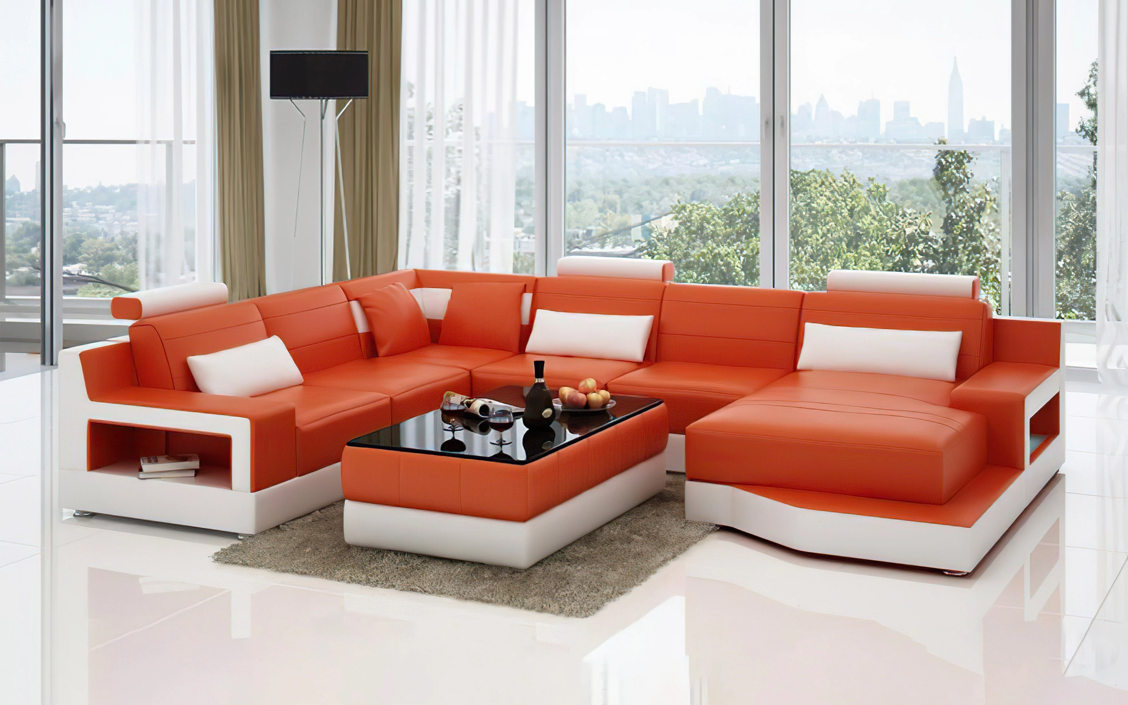 Hybra Modern U-Shape Leather Sectional