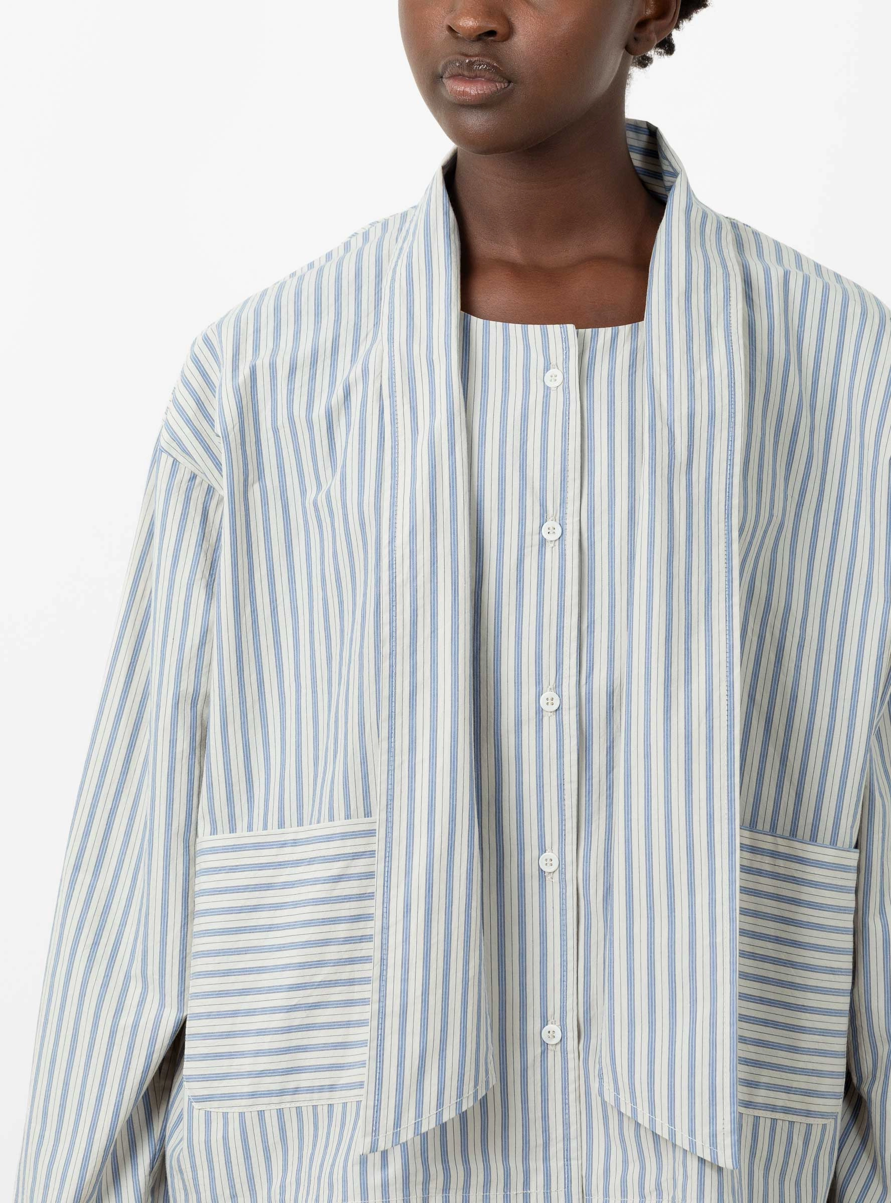 Japanese Waffle Dorothy Shirt Natural/Blue Stripe