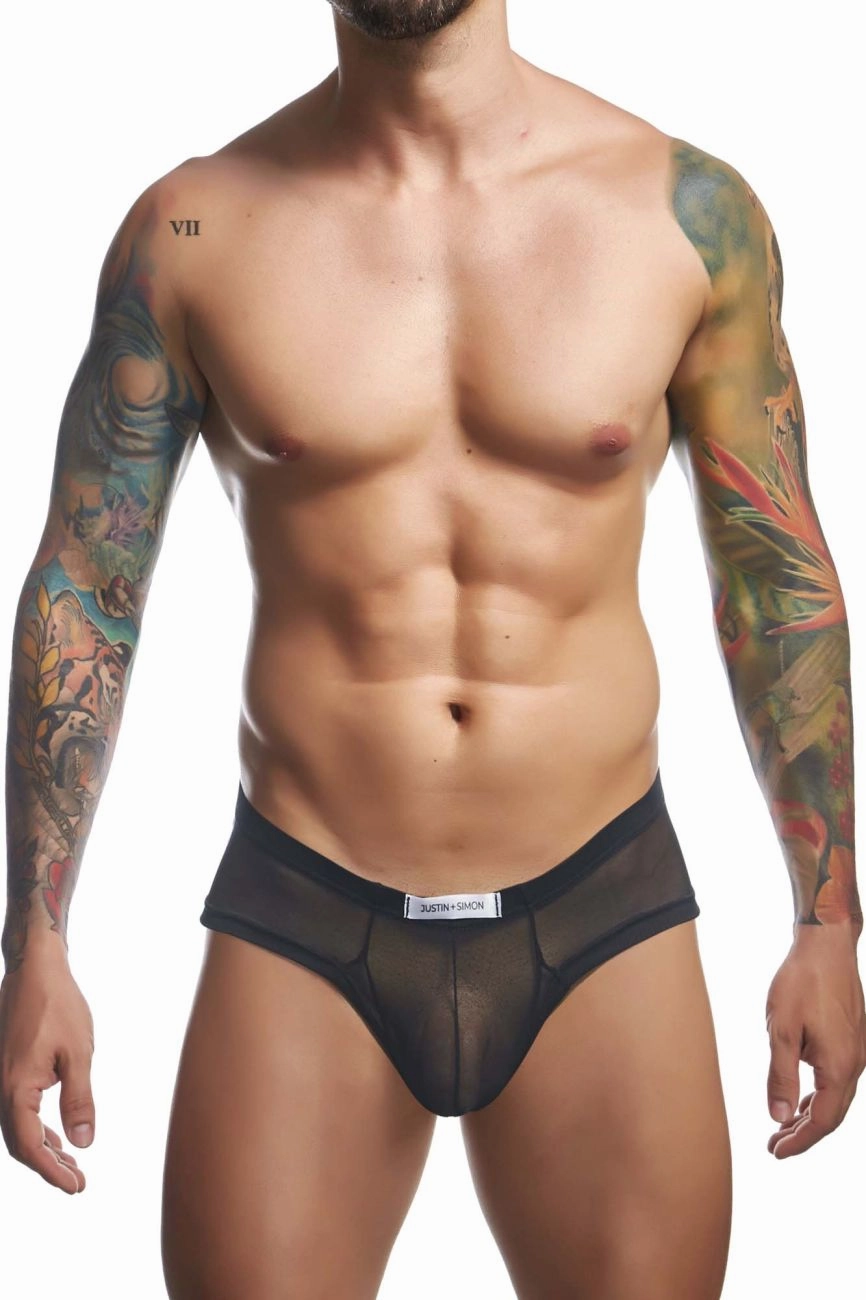 JUSTIN SIMON XSJ22 Cheek Briefs Color Black Mesh