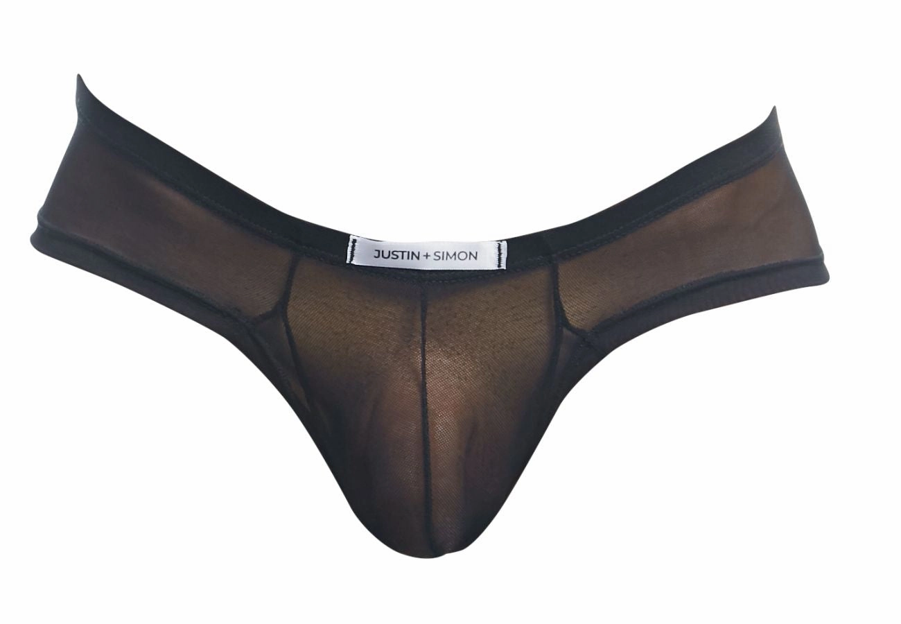 JUSTIN SIMON XSJ22 Cheek Briefs Color Black Mesh
