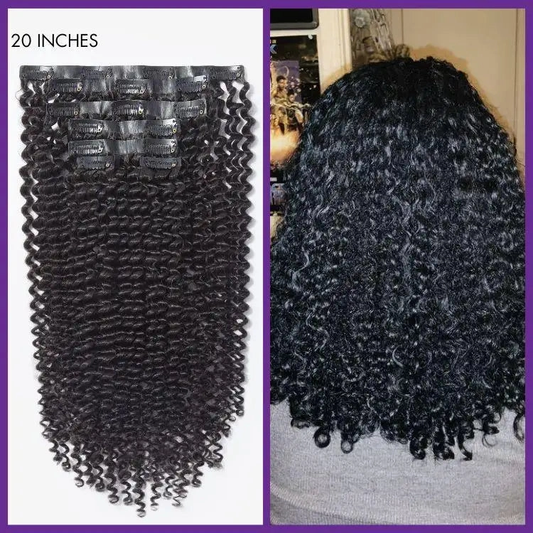Kinky Curly Clip in Hair Extensions 135g (7pcs/9pcs) with Free Gift