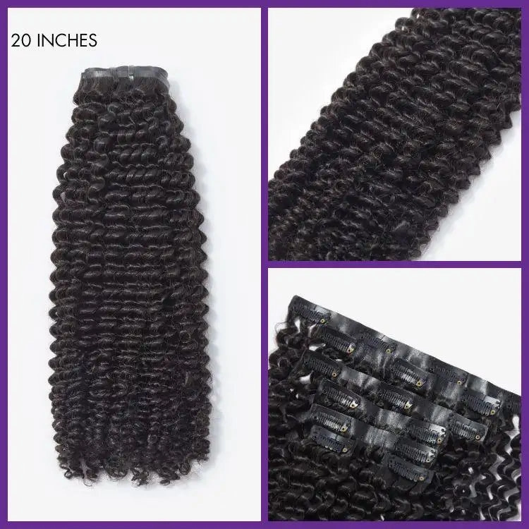 Kinky Curly Clip in Hair Extensions 135g (7pcs/9pcs) with Free Gift