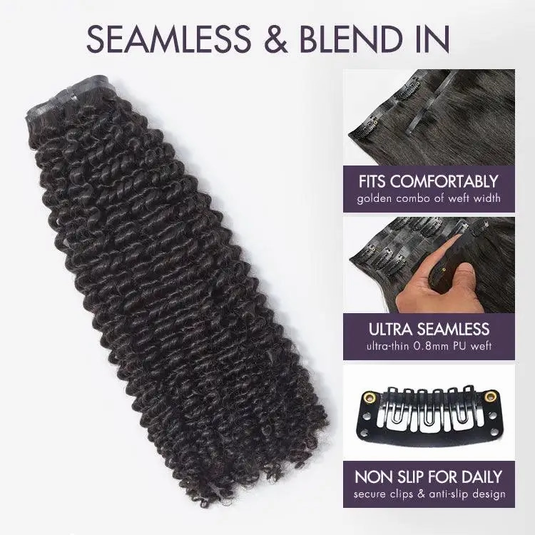 Kinky Curly Clip in Hair Extensions 135g (7pcs/9pcs) with Free Gift