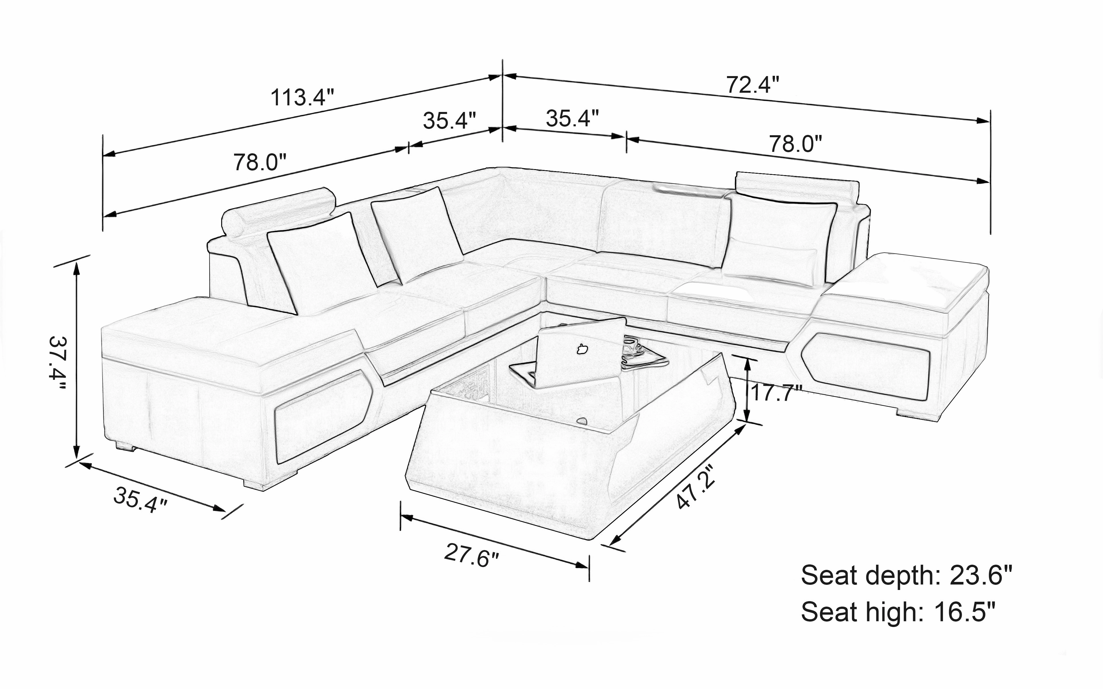 Lanz Modern Leather Sectional