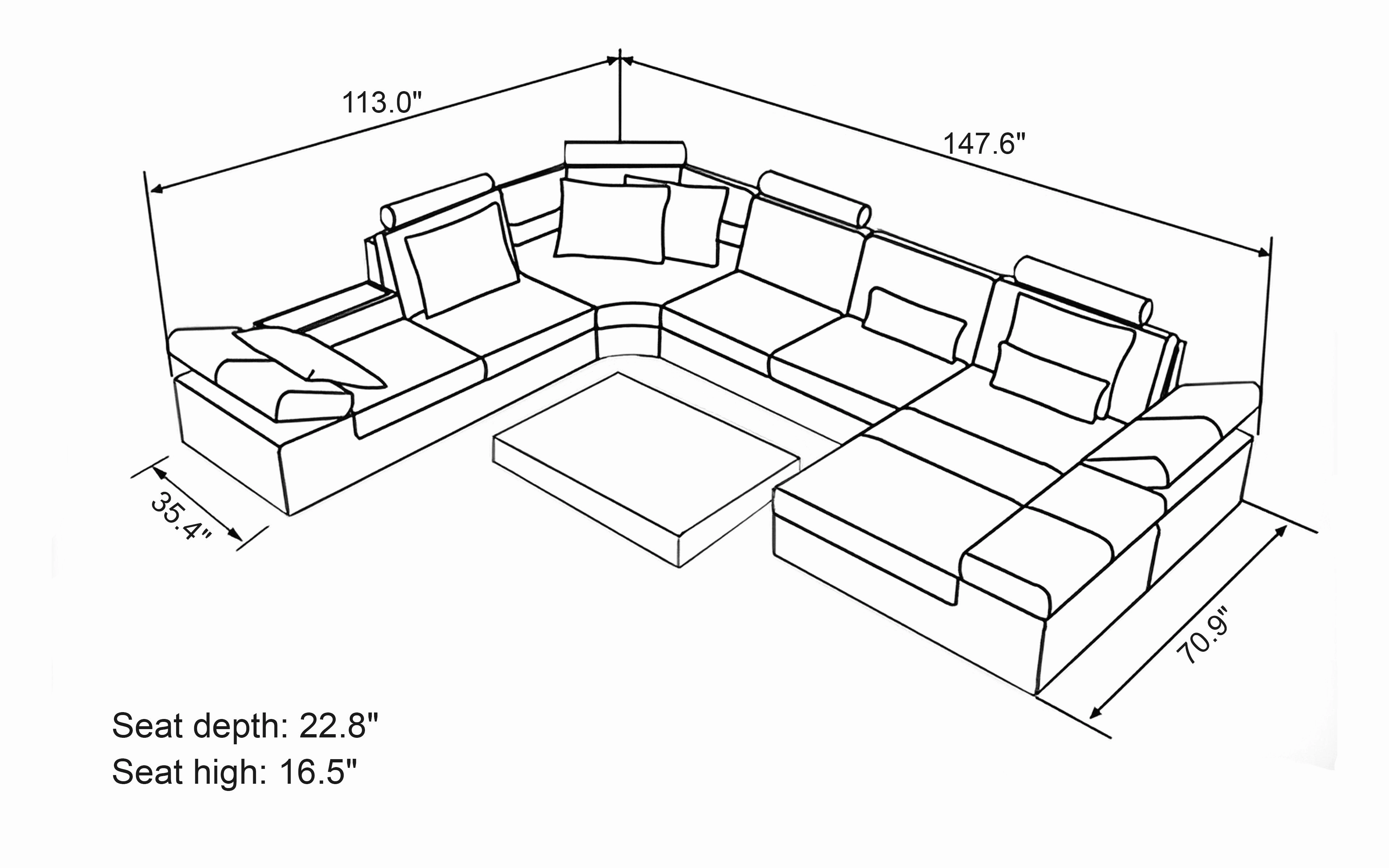 Lindum Modern U-Shape Leather Sectional