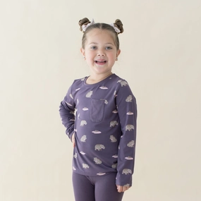Long Sleeve Toddler Crew Neck Tee in Baby Hippo