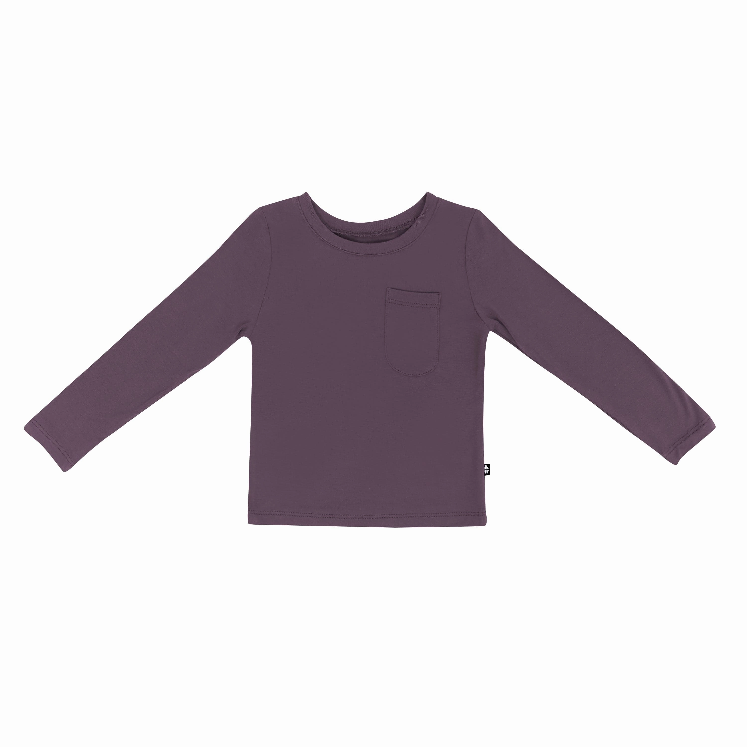 Long Sleeve Toddler Crew Neck Tee in Currant