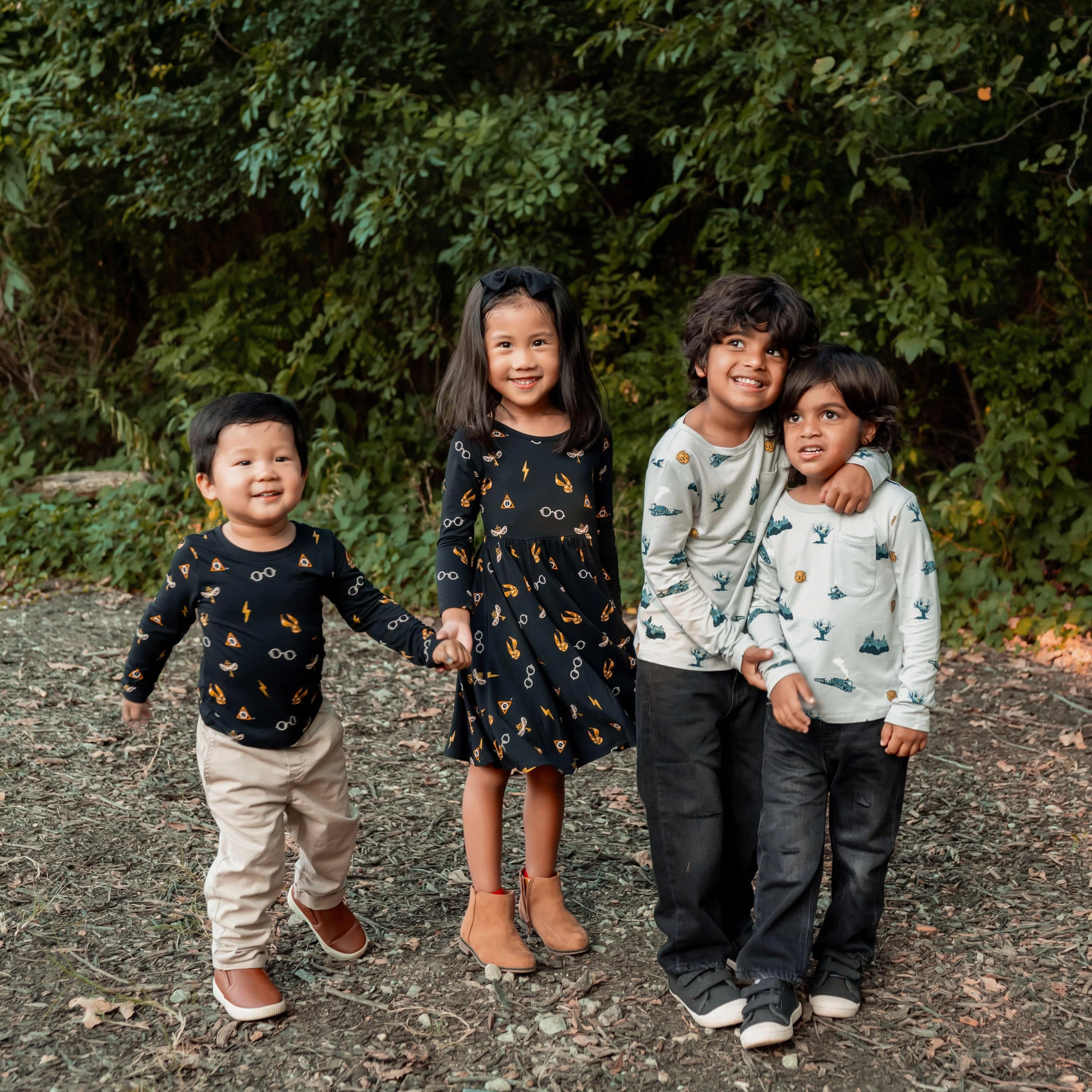 Long Sleeve Toddler Crew Neck Tee in Midnight Icon