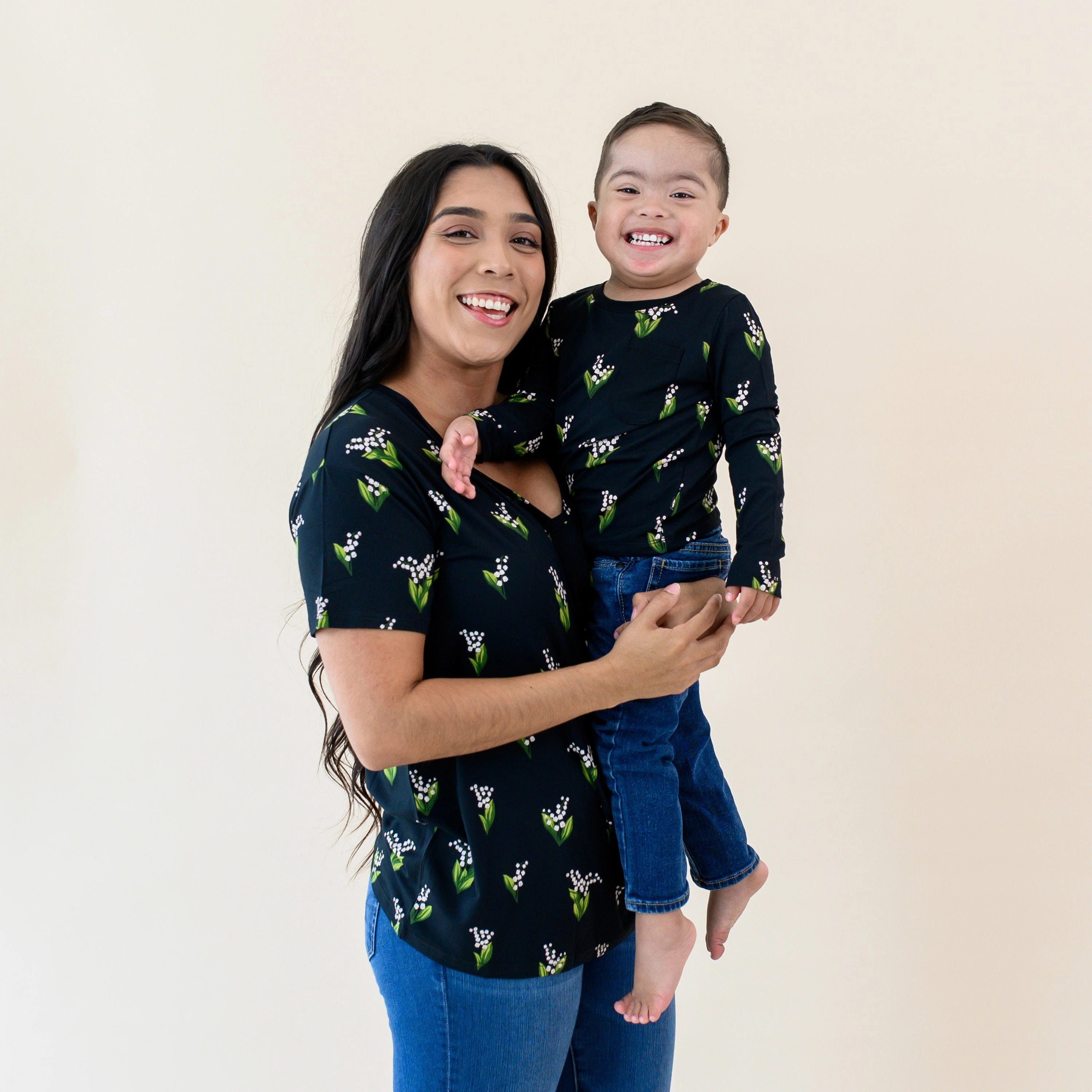 Long Sleeve Toddler Crew Neck Tee in Midnight Lily