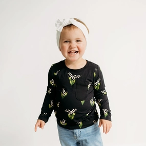 Long Sleeve Toddler Crew Neck Tee in Midnight Lily