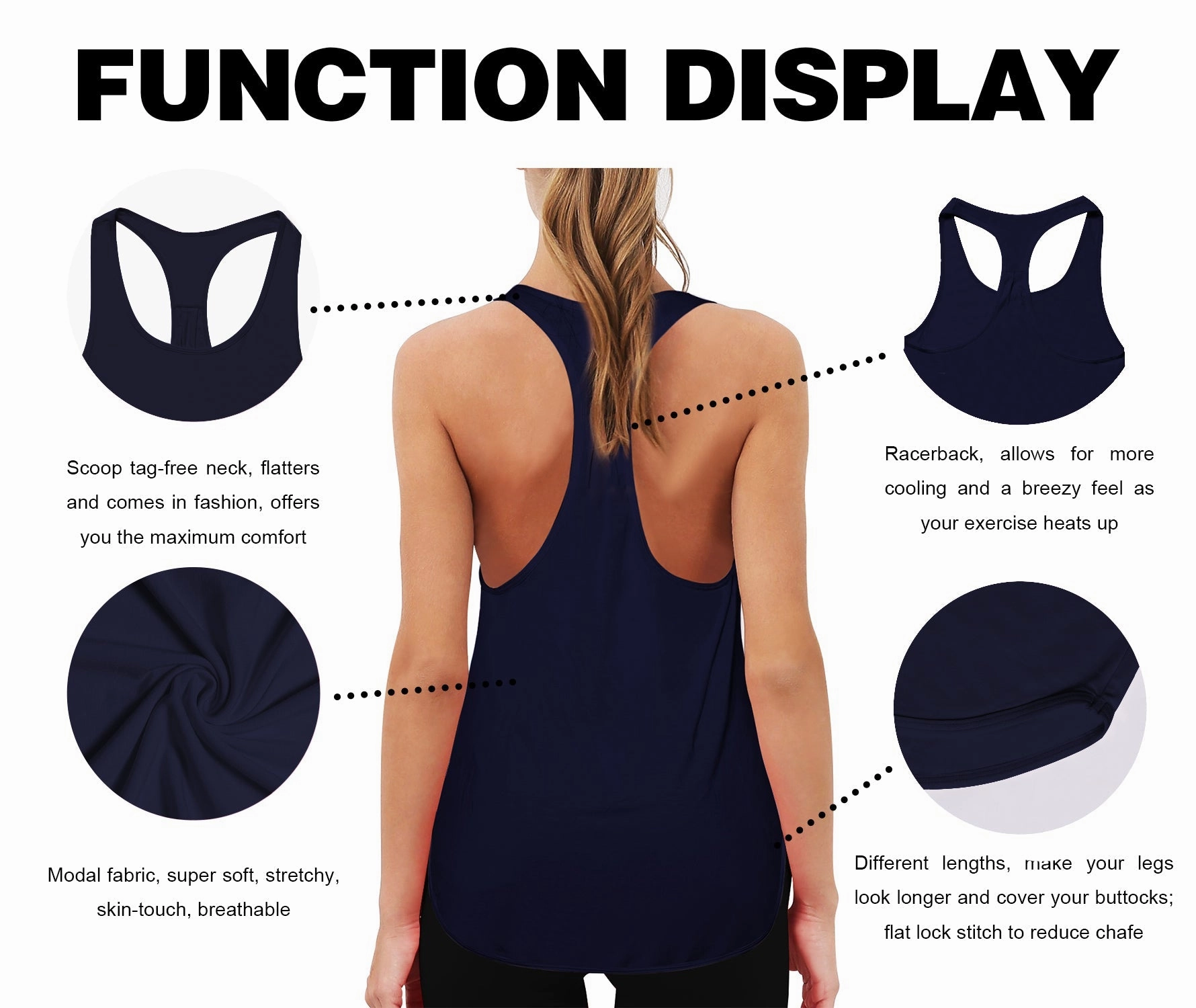 Loose Fit Racerback Tank Top darknavy_Running