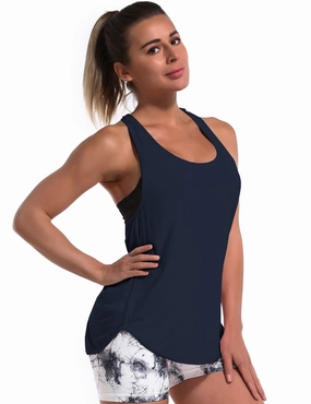 Loose Fit Racerback Tank Top darknavy_Running