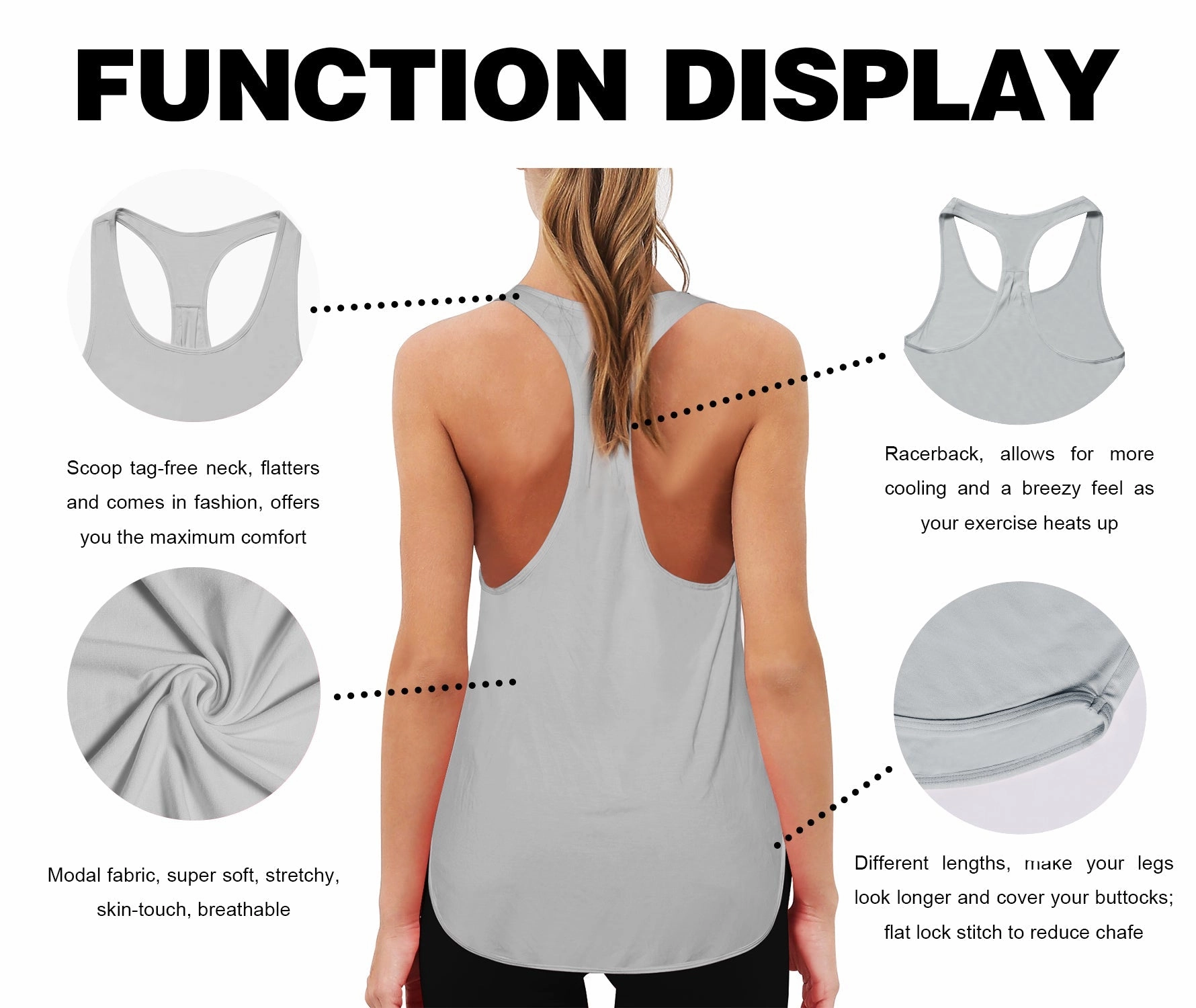 Loose Fit Racerback Tank Top lightgray_Jogging