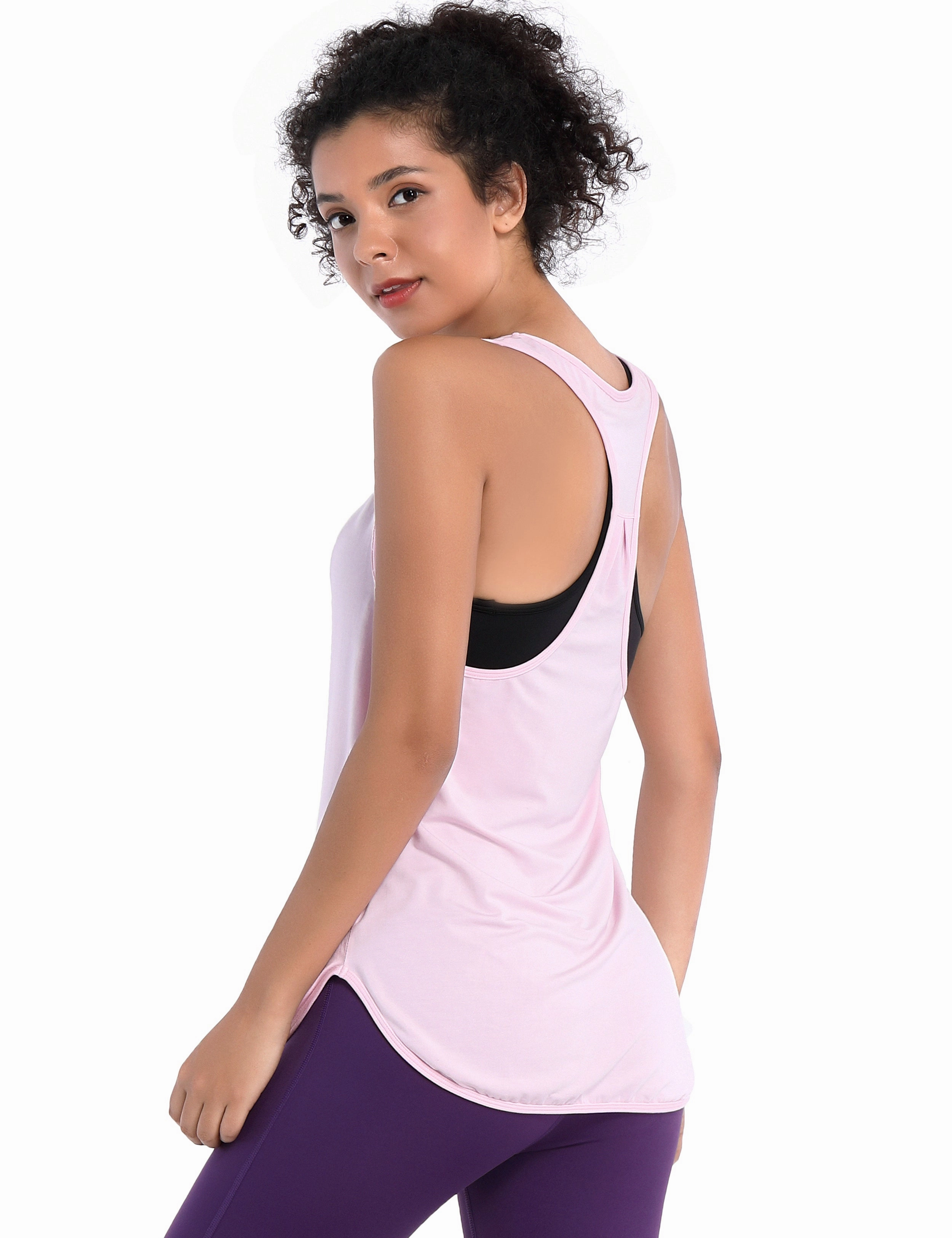 Loose Fit Racerback Tank Top lightpink_Biking