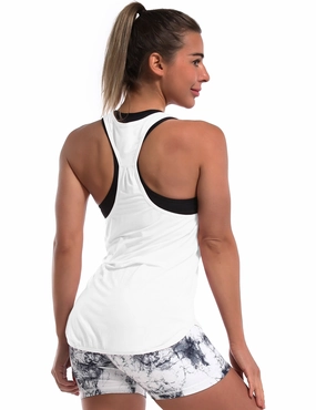 Loose Fit Racerback Tank Top white_yoga