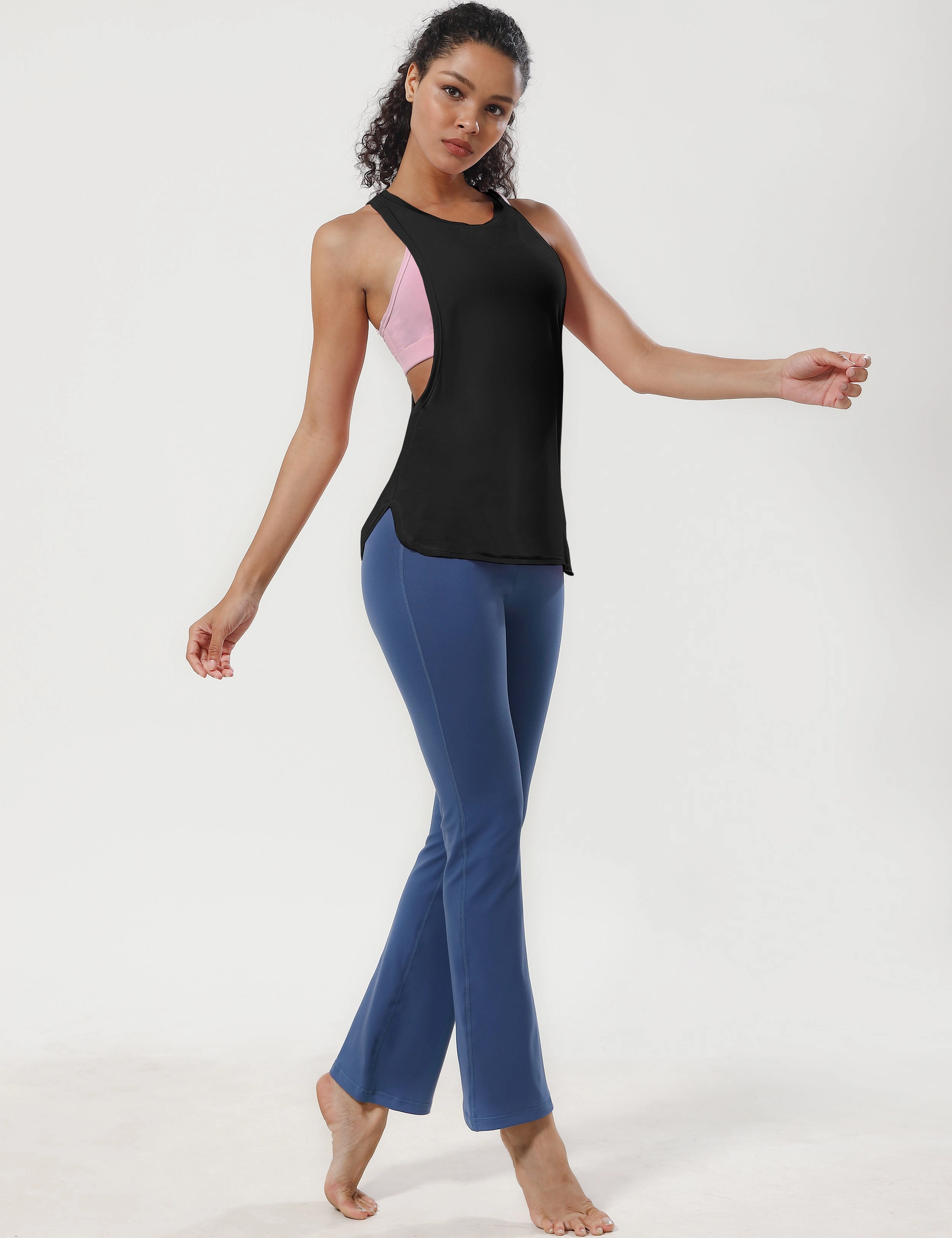 Low Cut Loose Fit Tank Top black_Plus Size