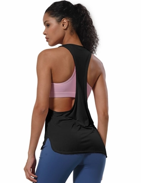 Low Cut Loose Fit Tank Top black_Plus Size