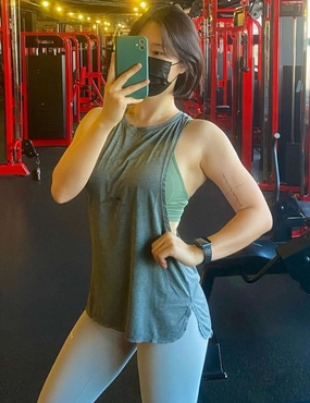 Low Cut Loose Fit Tank Top heathercharcoal ins_Pilates