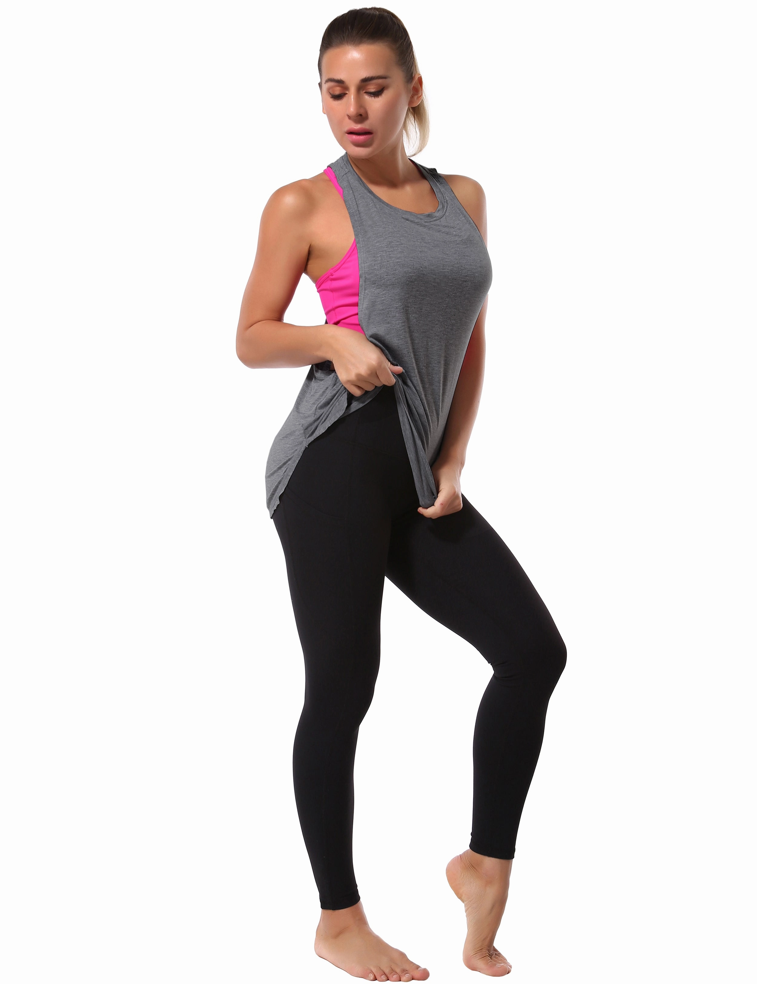 Low Cut Loose Fit Tank Top heathercharcoal_Tall Size