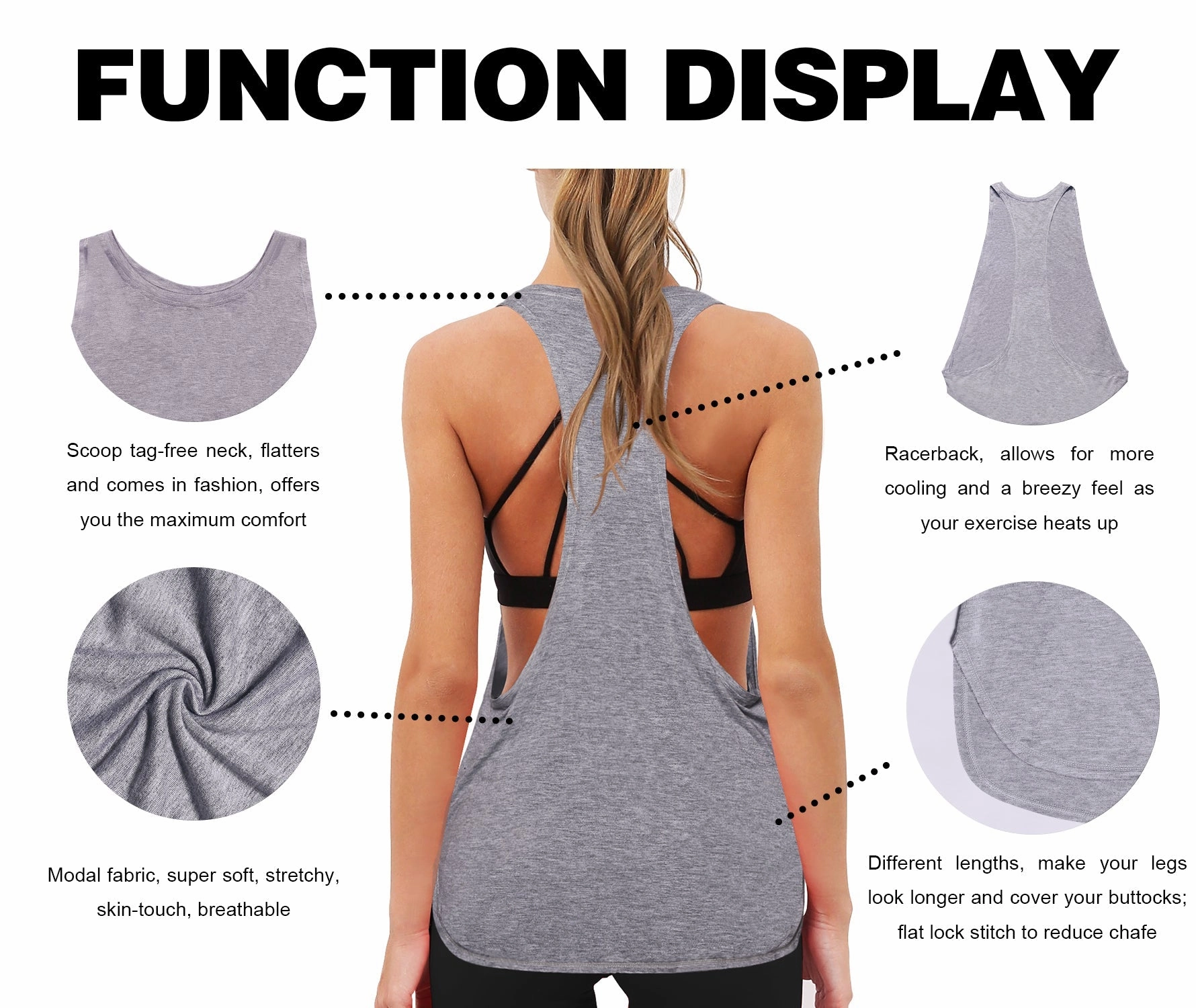 Low Cut Loose Fit Tank Top heathergray_Jogging