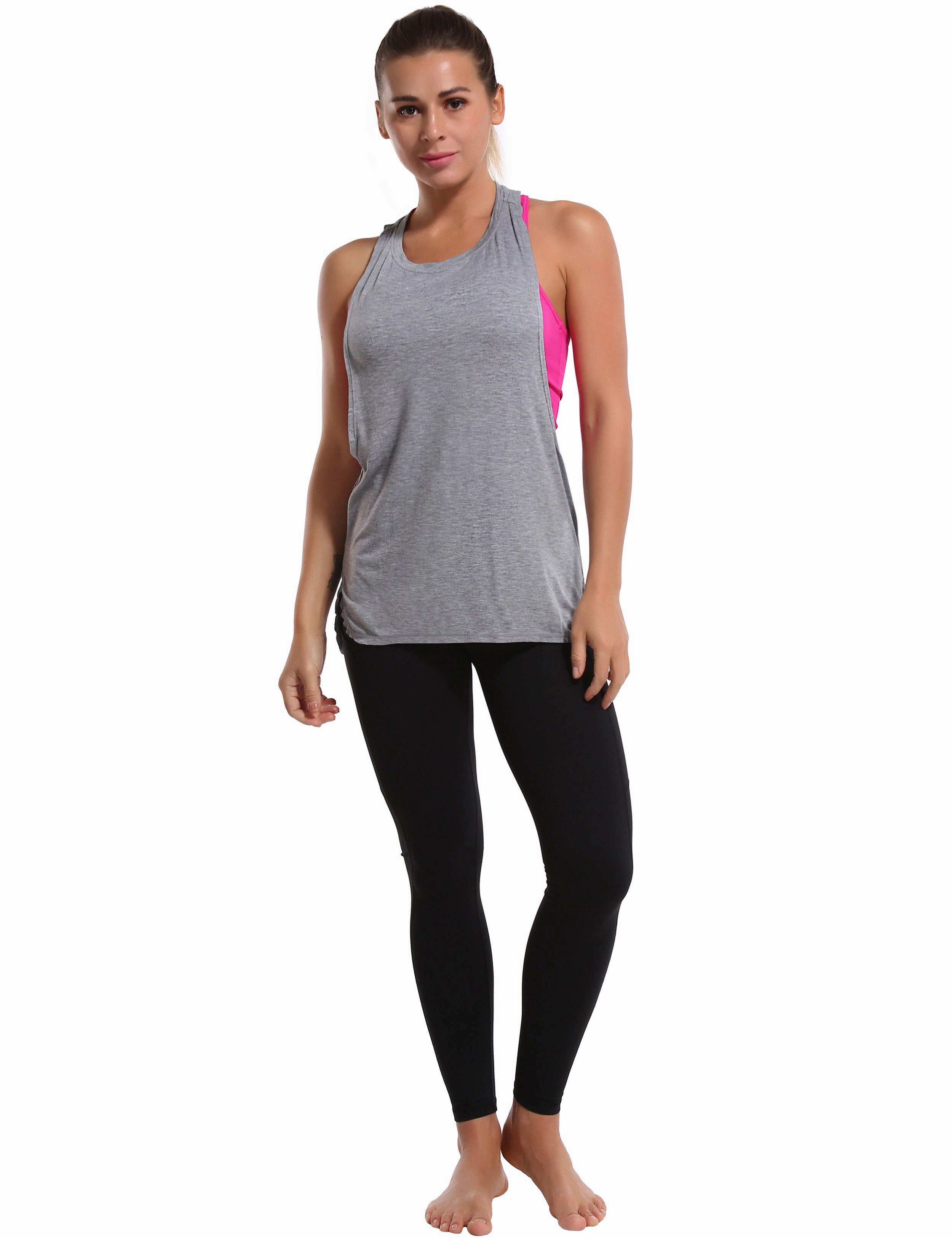 Low Cut Loose Fit Tank Top heathergray_Jogging
