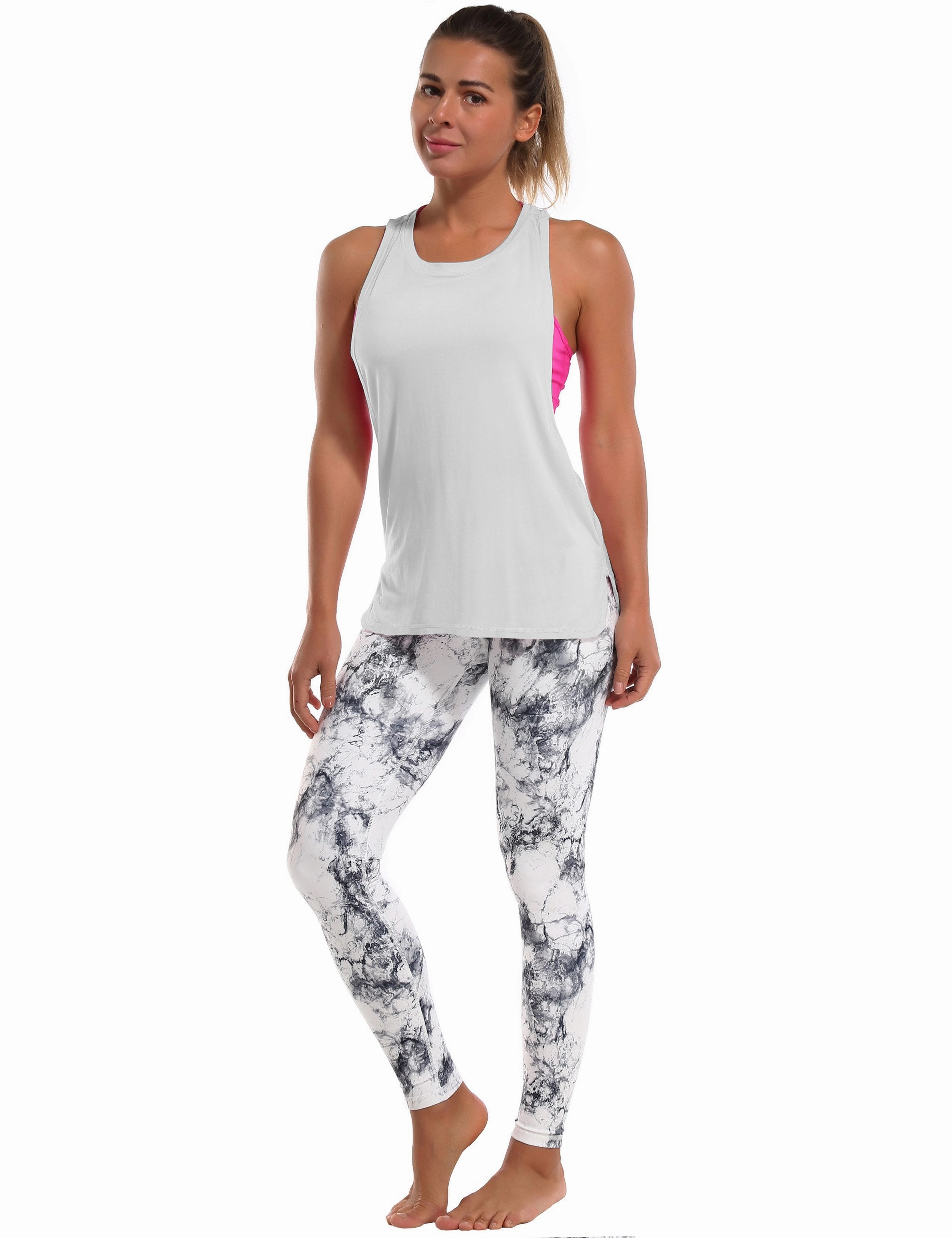 Low Cut Loose Fit Tank Top lightgray ins_yogastudio