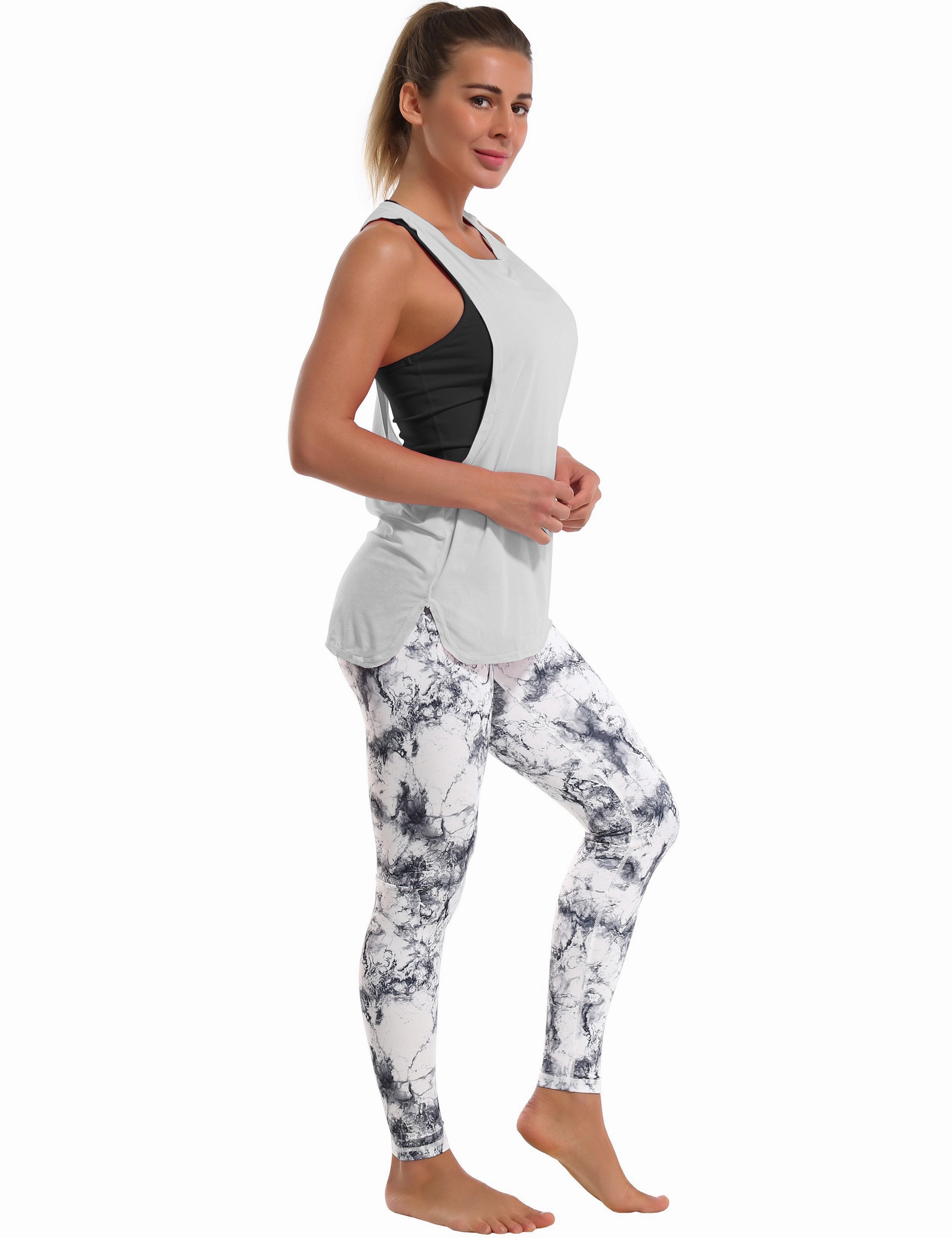Low Cut Loose Fit Tank Top lightgray ins_yogastudio