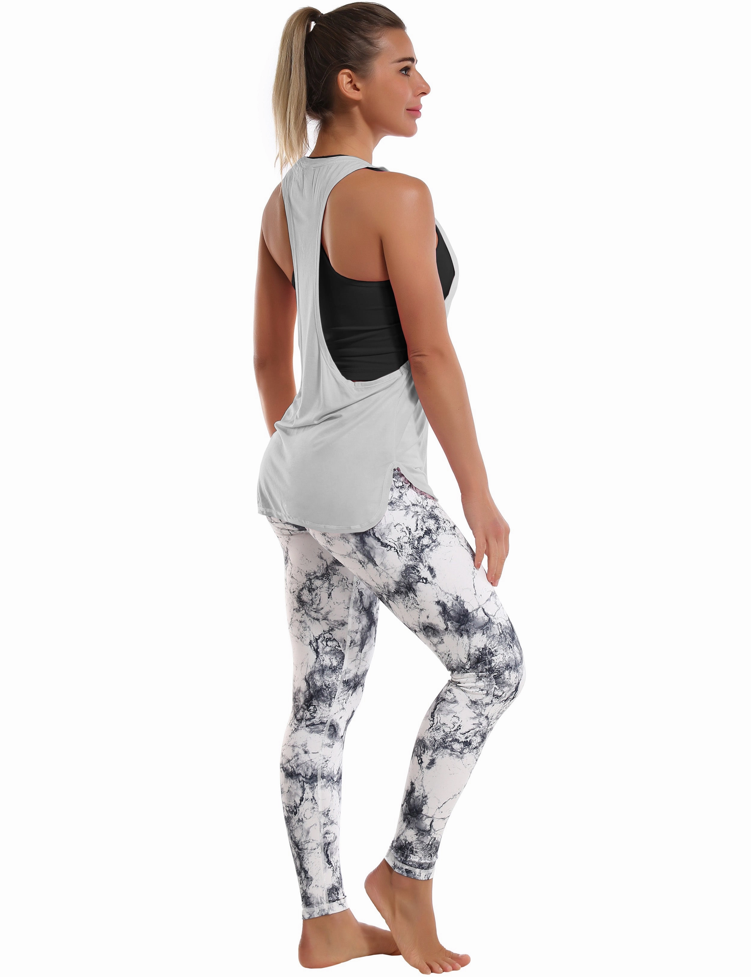 Low Cut Loose Fit Tank Top lightgray_Jogging