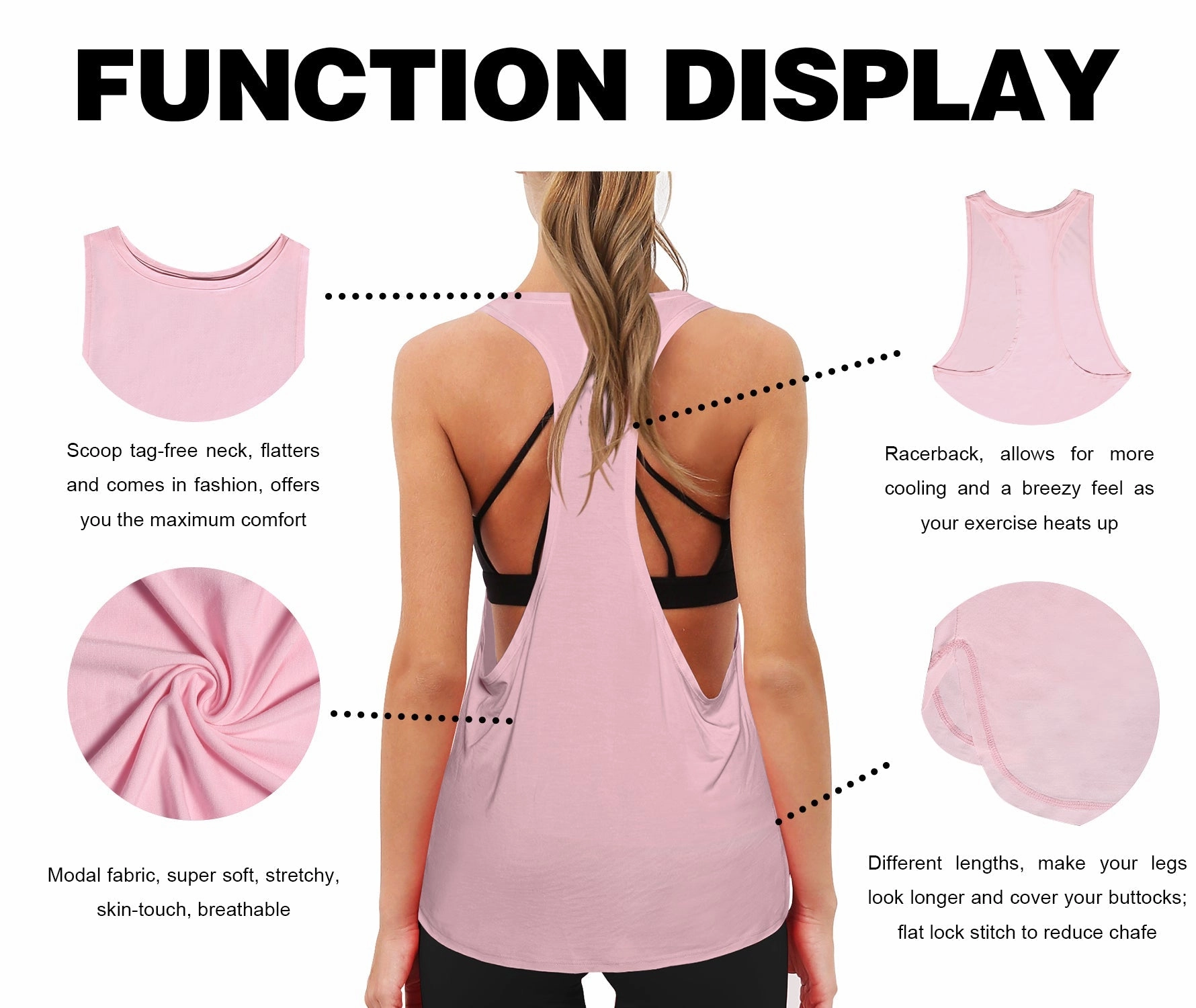 Low Cut Loose Fit Tank Top lightpink_Running