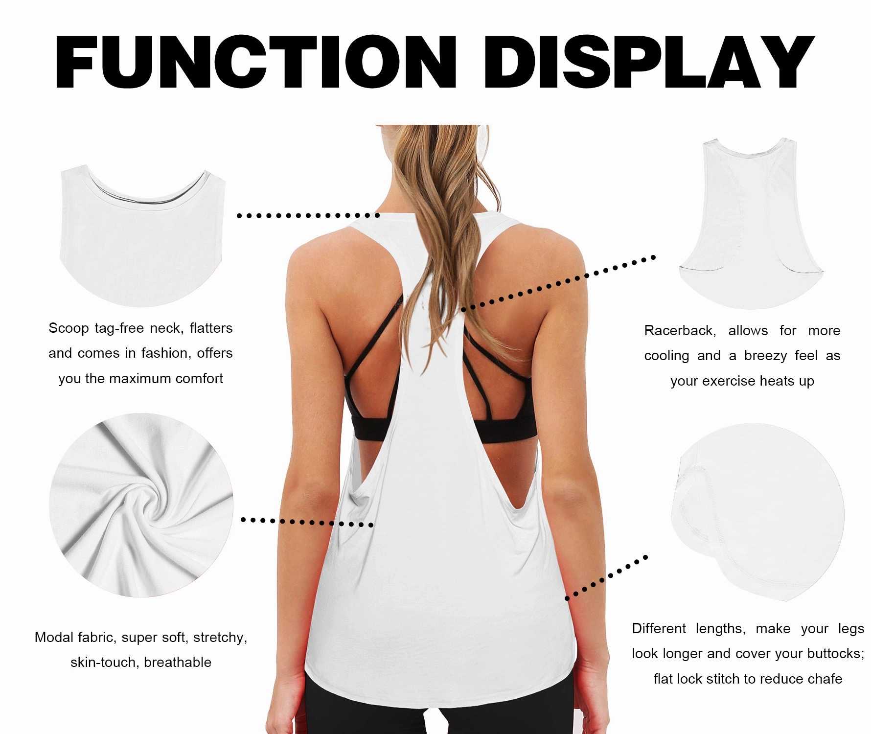 Low Cut Loose Fit Tank Top white