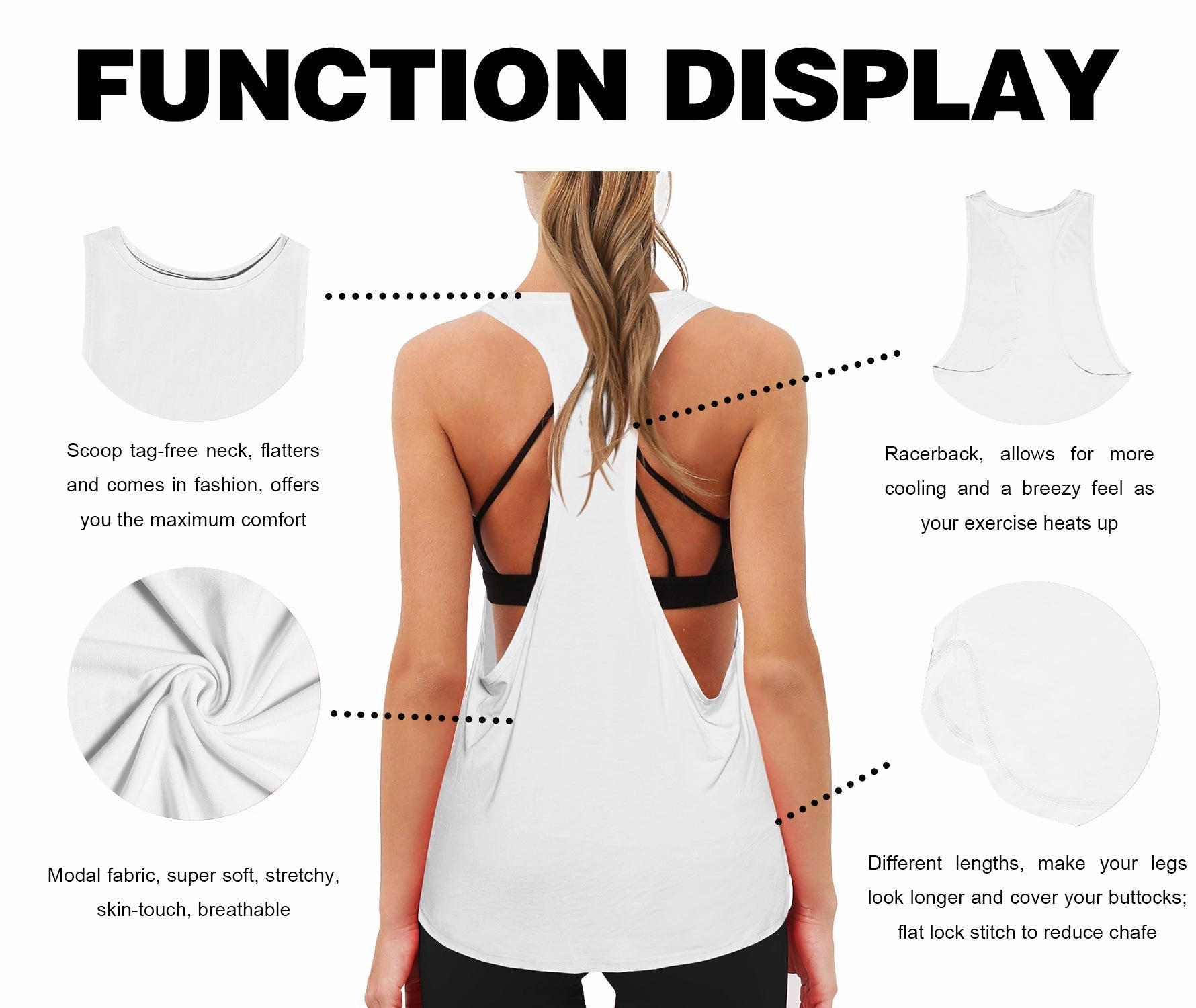 Low Cut Loose Fit Tank Top white_Tall Size
