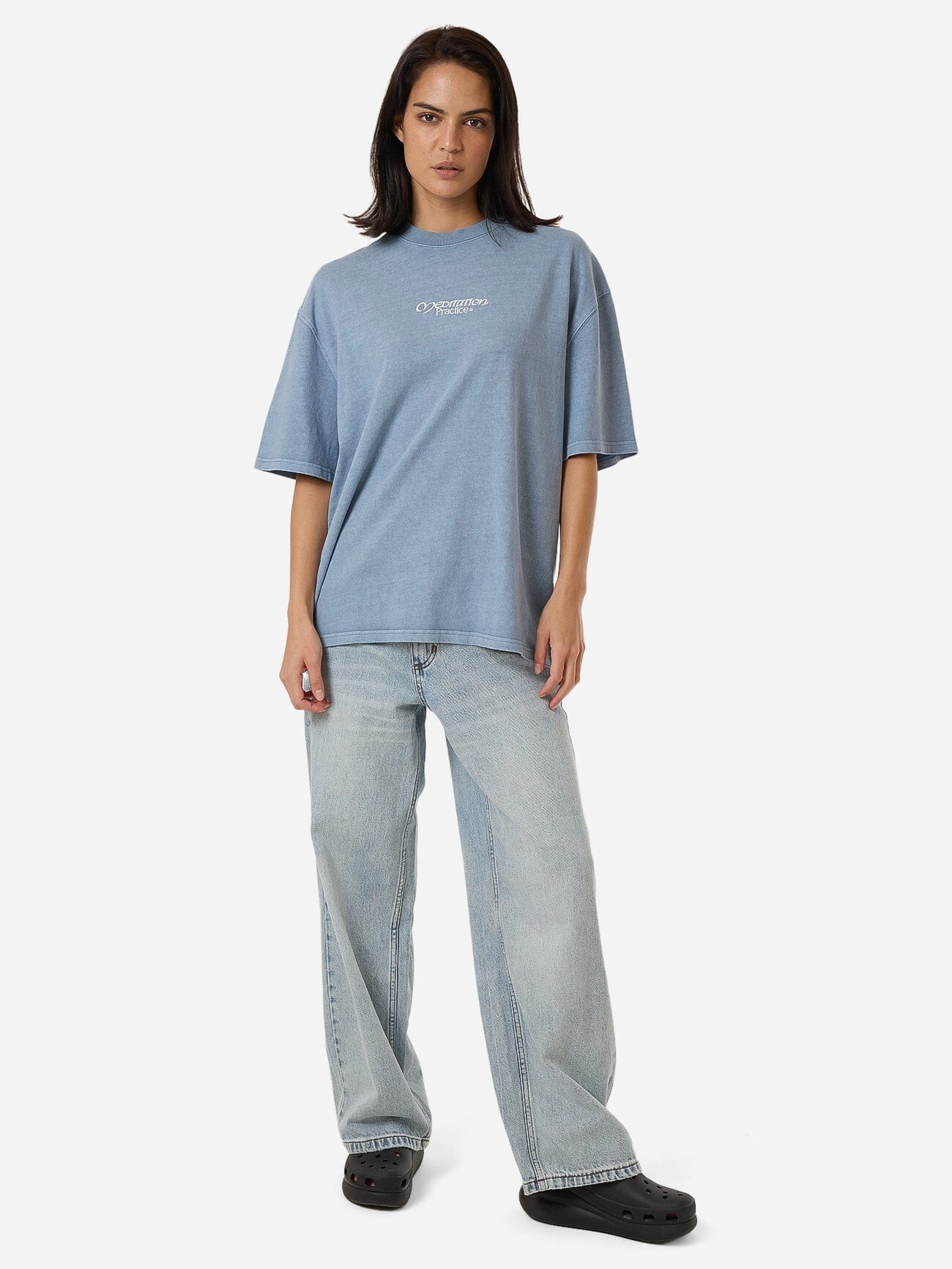 Meditation Practice Oversized Tee - Dusty Blue