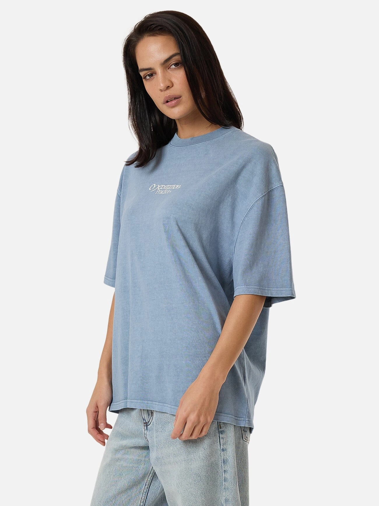 Meditation Practice Oversized Tee - Dusty Blue