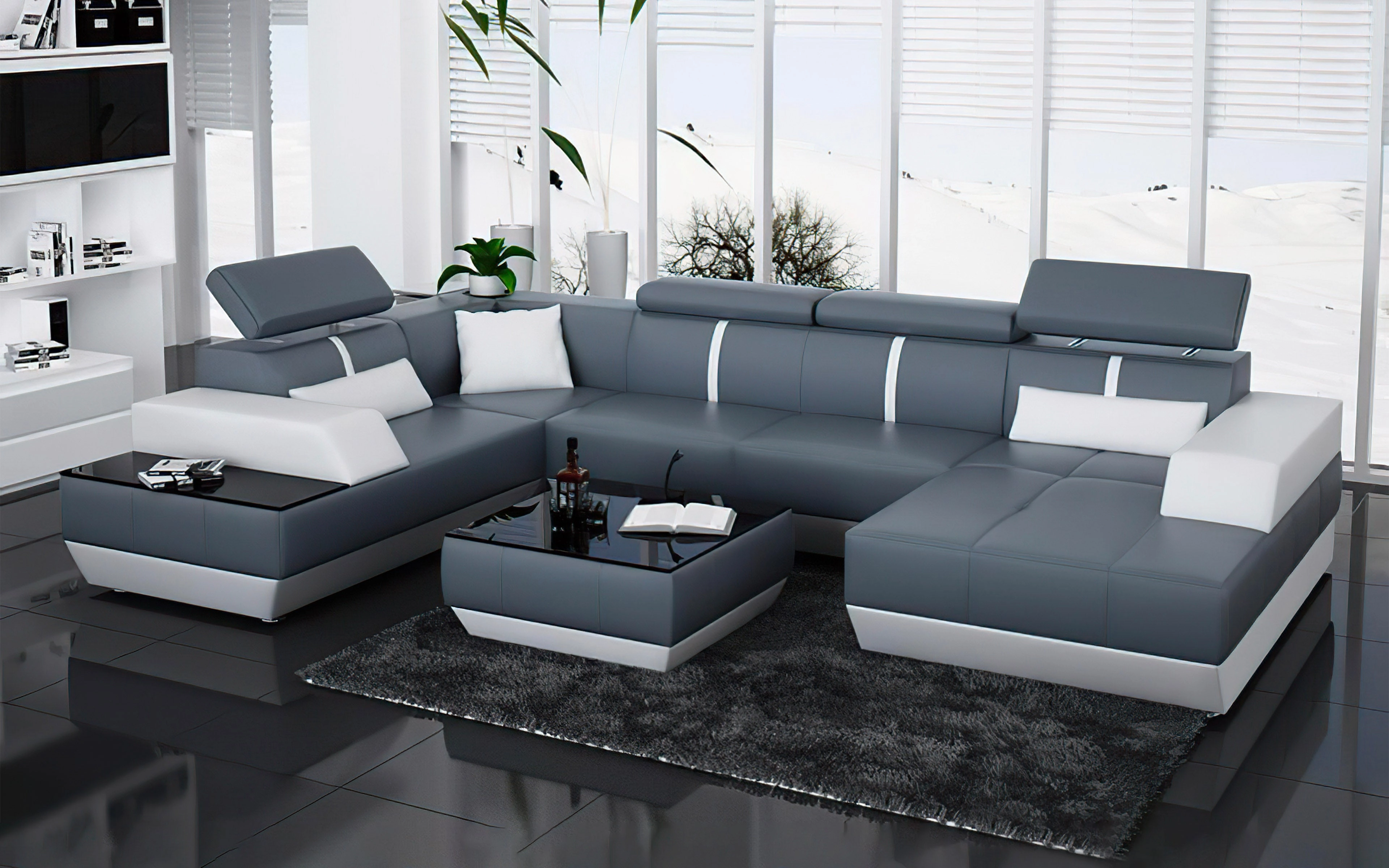 Mesa Modern U-Shape Leather Sectional