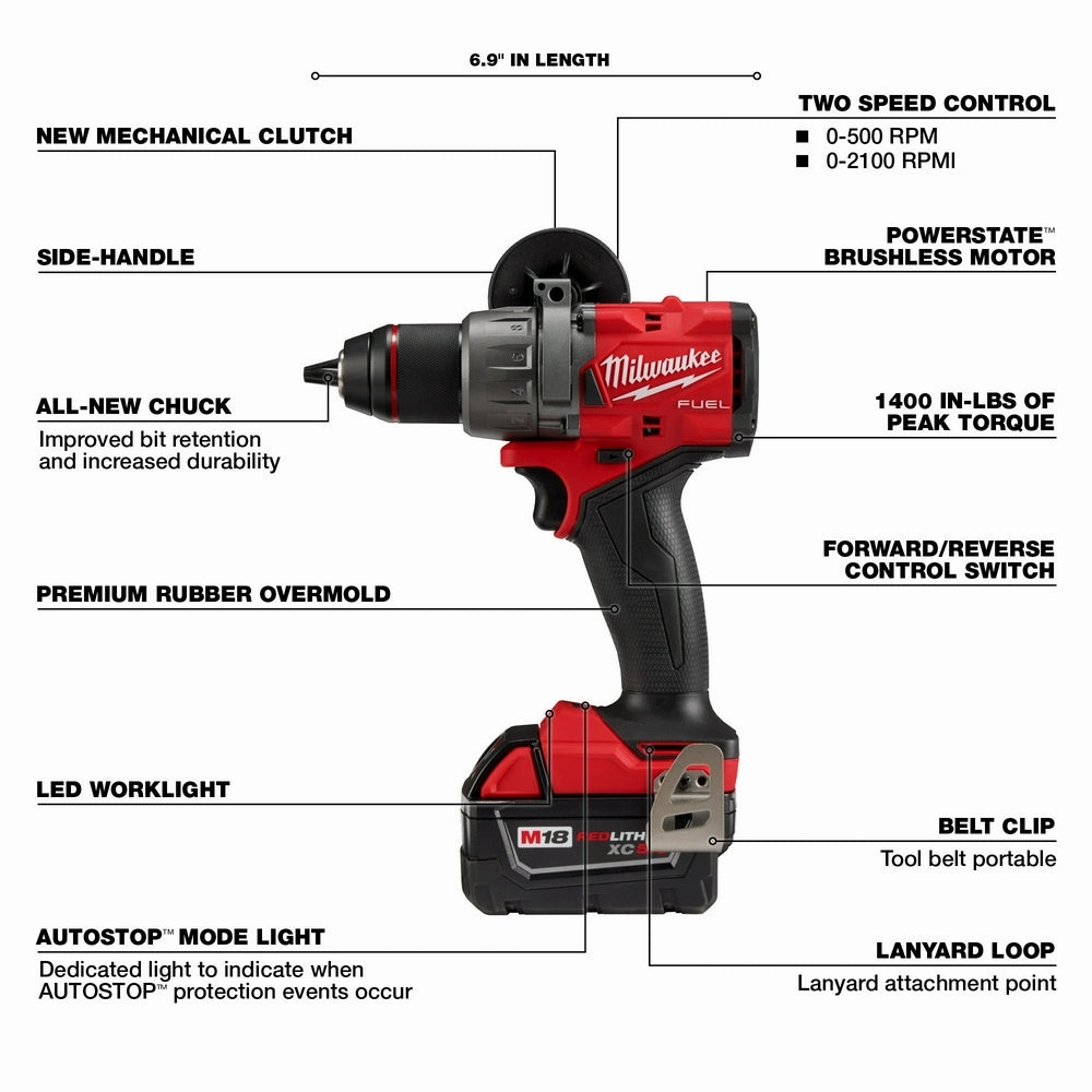 Milwaukee 2903-22 M18 FUEL 18V 1/2" Cordless Li-Ion Drill/Driver Kit