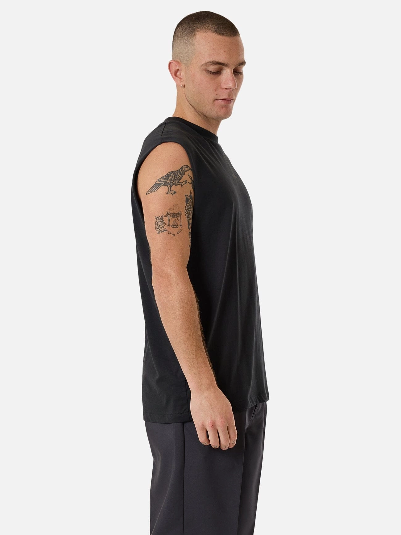Minimal Thrills Merch Fit Muscle Tee - Faded Black