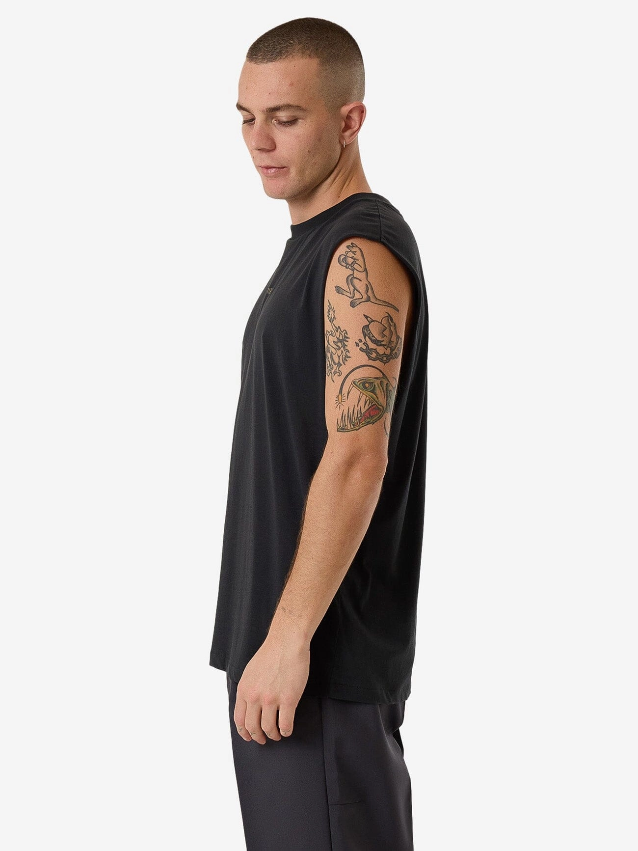 Minimal Thrills Merch Fit Muscle Tee - Faded Black