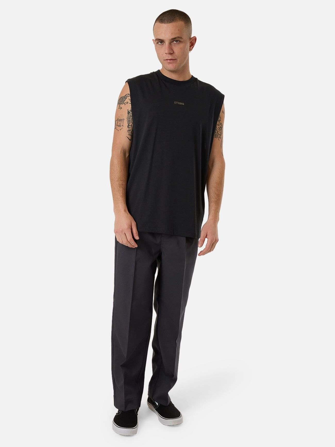 Minimal Thrills Merch Fit Muscle Tee - Faded Black