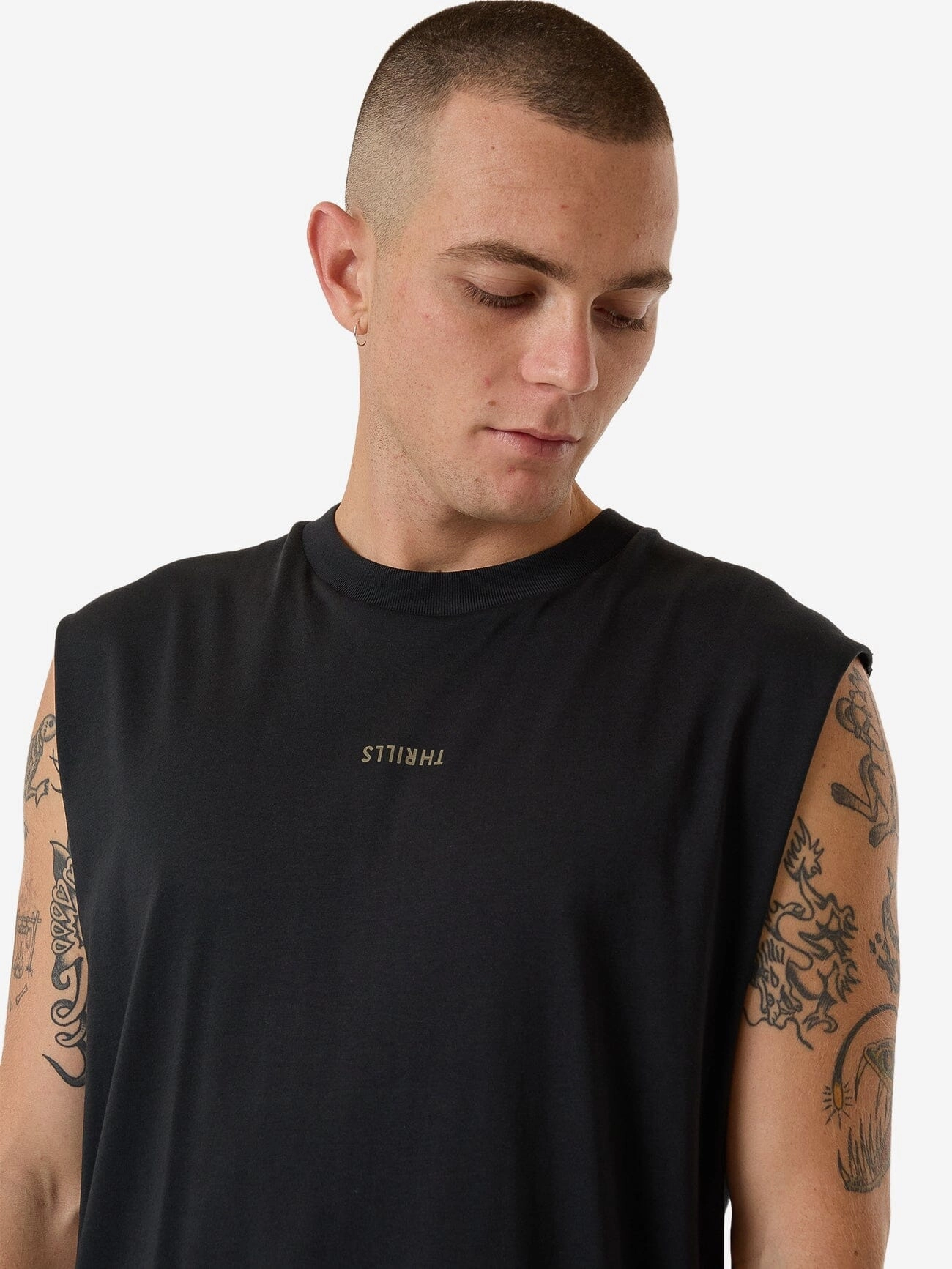 Minimal Thrills Merch Fit Muscle Tee - Faded Black