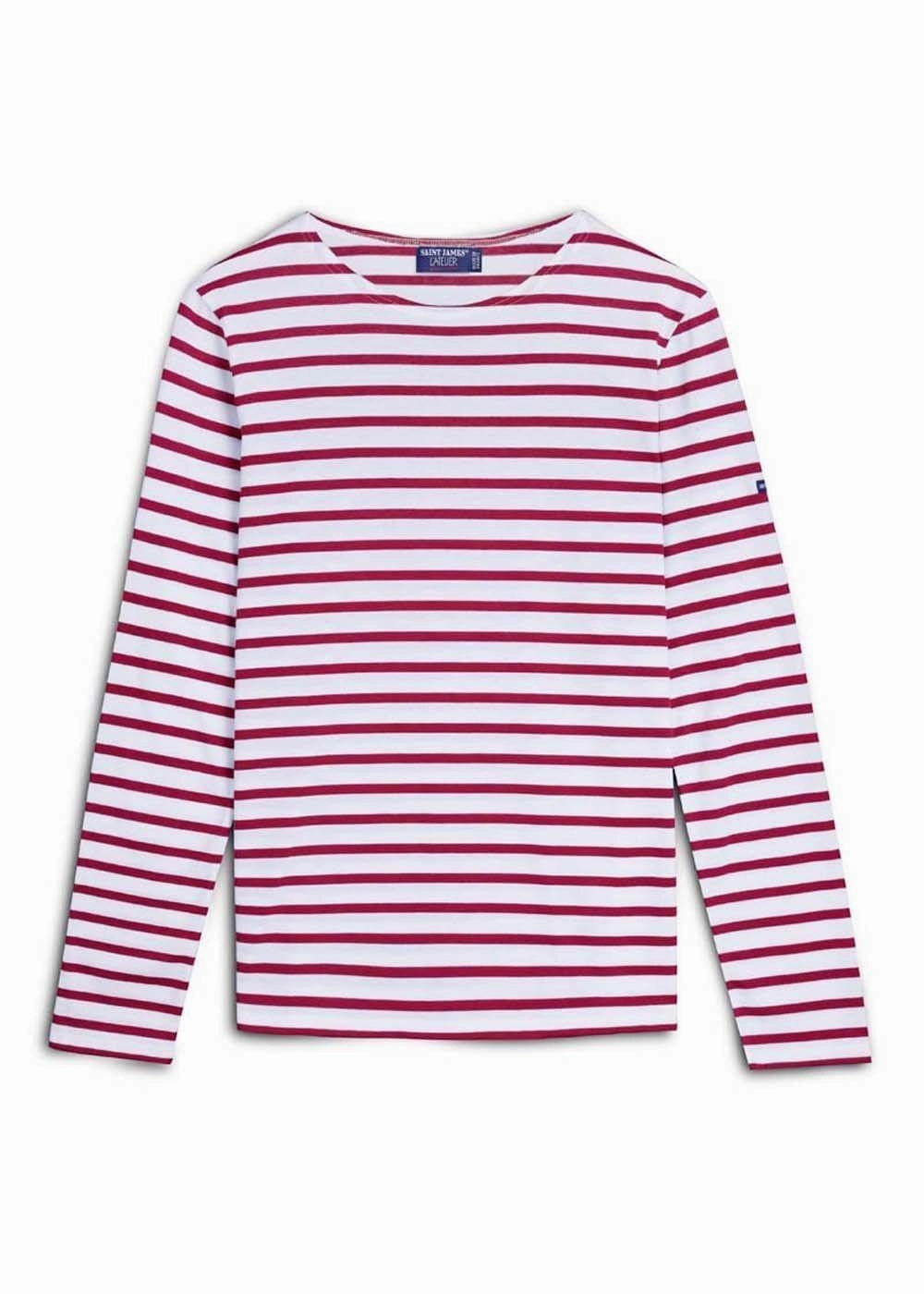 MINQUIERS MODERN - Authentic Breton Stripe Shirt | Soft Cotton | Men Fit (WHITE / RED)