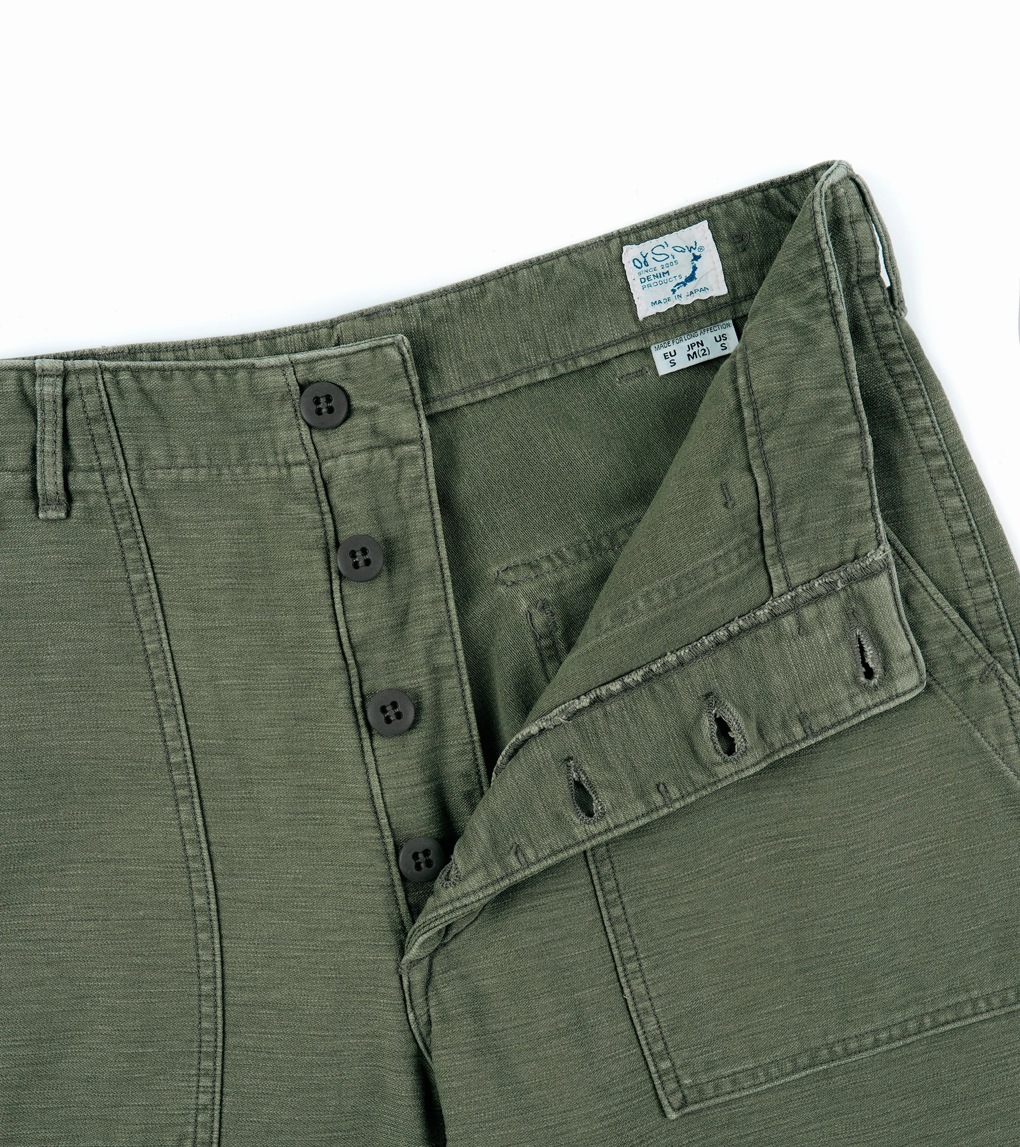 OrSlow U.S. Army Regular Fit Cotton Used Wash Fatigue Pants: Green
