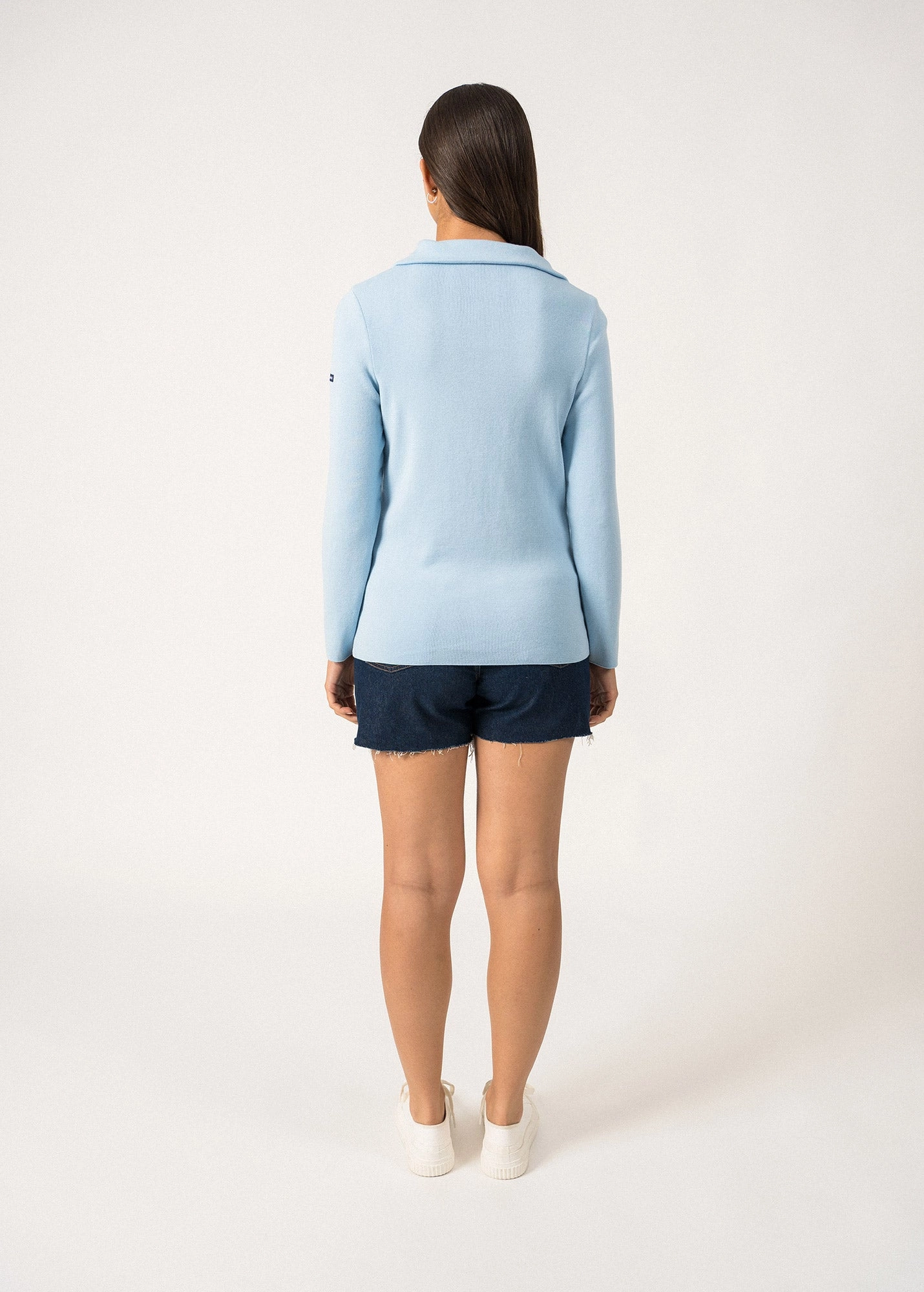 PASSERELLE - Cotton Trucker Sweater for Women (LIGHT BLUE)
