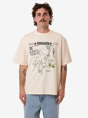 Peace Persuasion Box Fit Oversize Short Tee - Heritage White